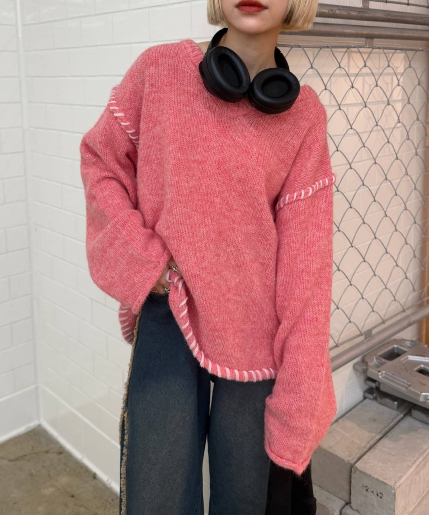 w closet(ダブルクローゼット) オーバーロックニット