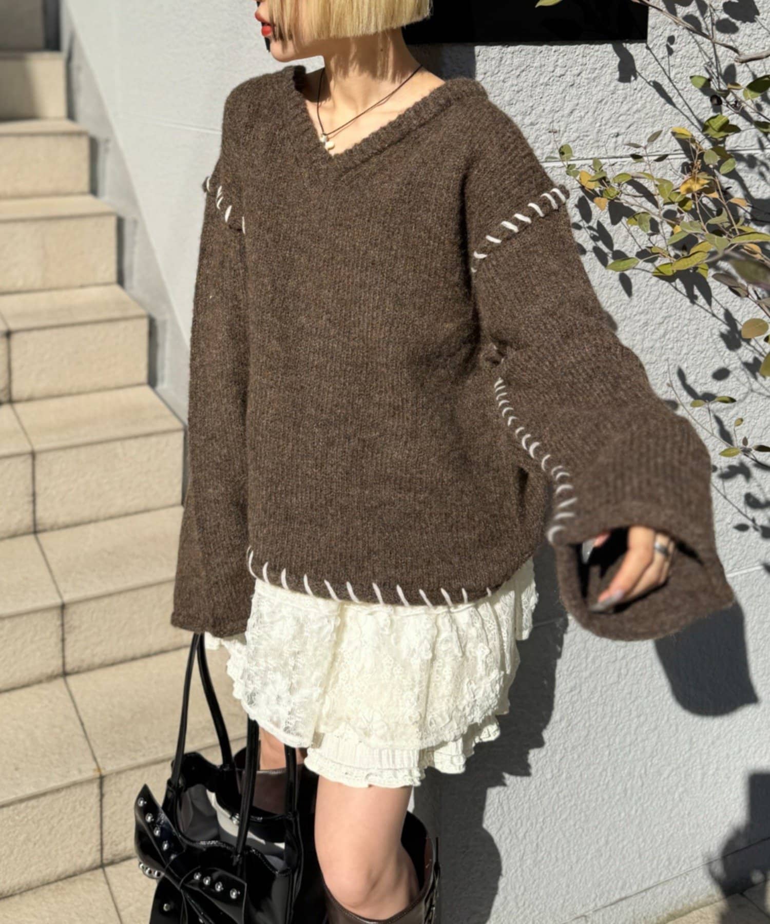 w closet(ダブルクローゼット) オーバーロックニット