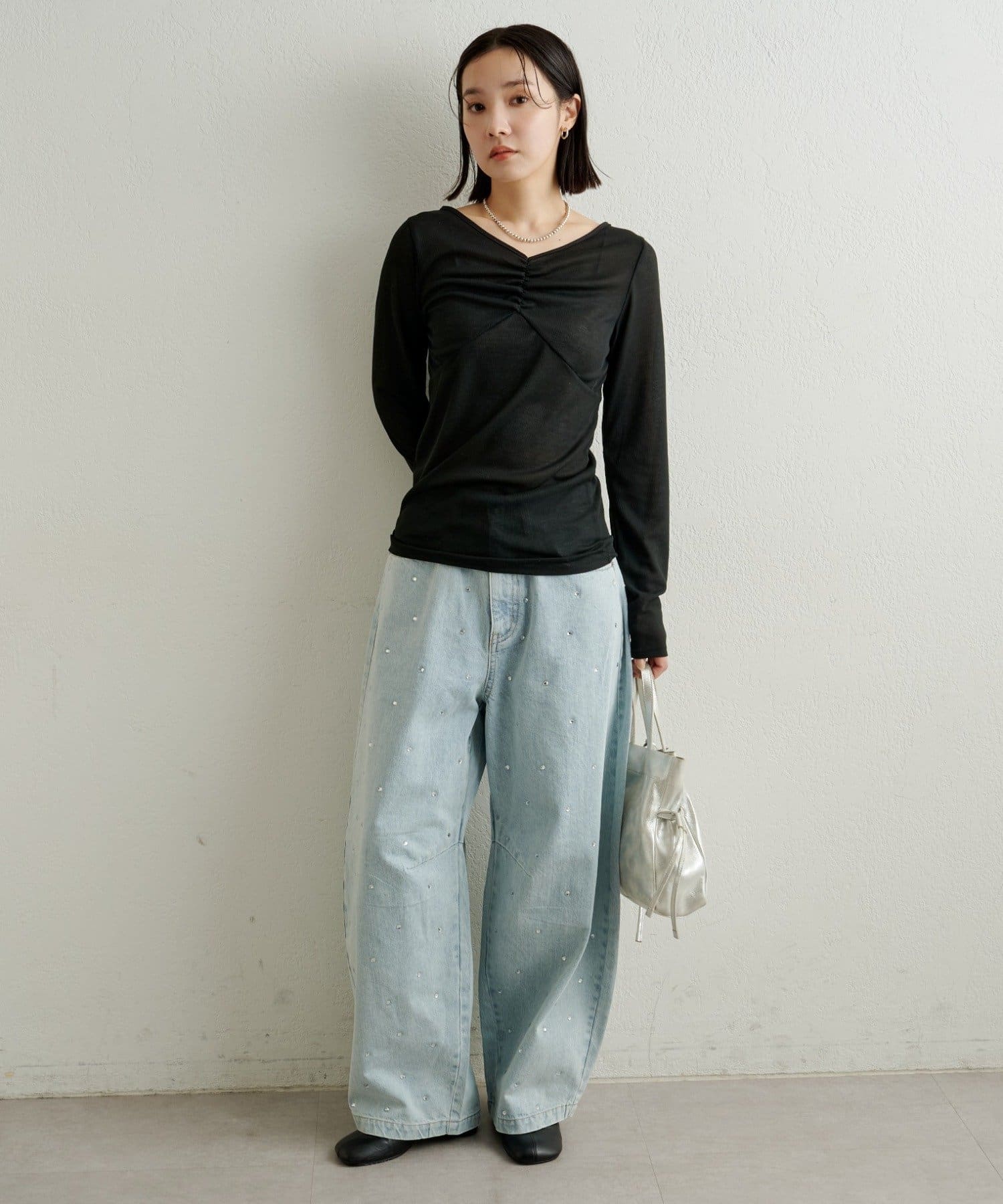 Omekashi(オメカシ) サテンバインダーロングTシャツ