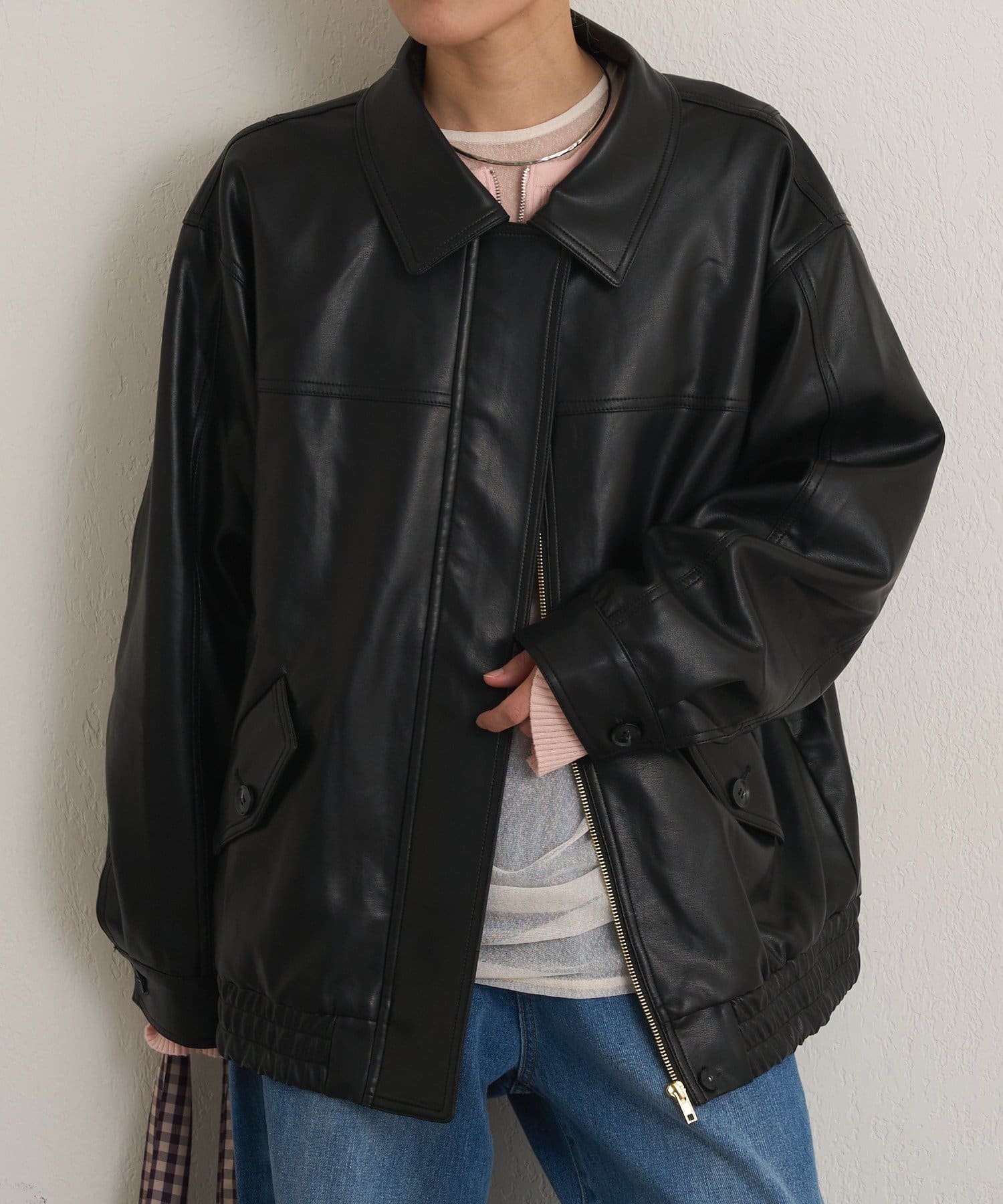 Omekashi(オメカシ) フェイクレザーブルゾン