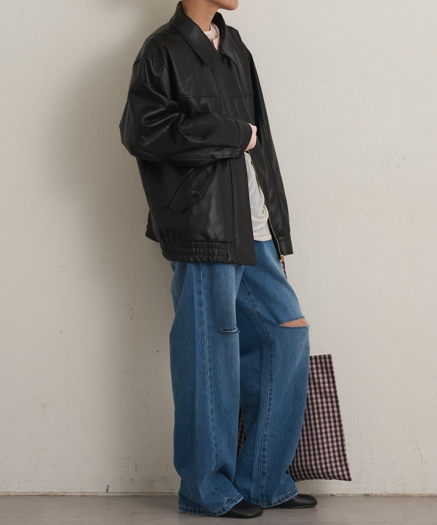 Omekashi(オメカシ) フェイクレザーブルゾン