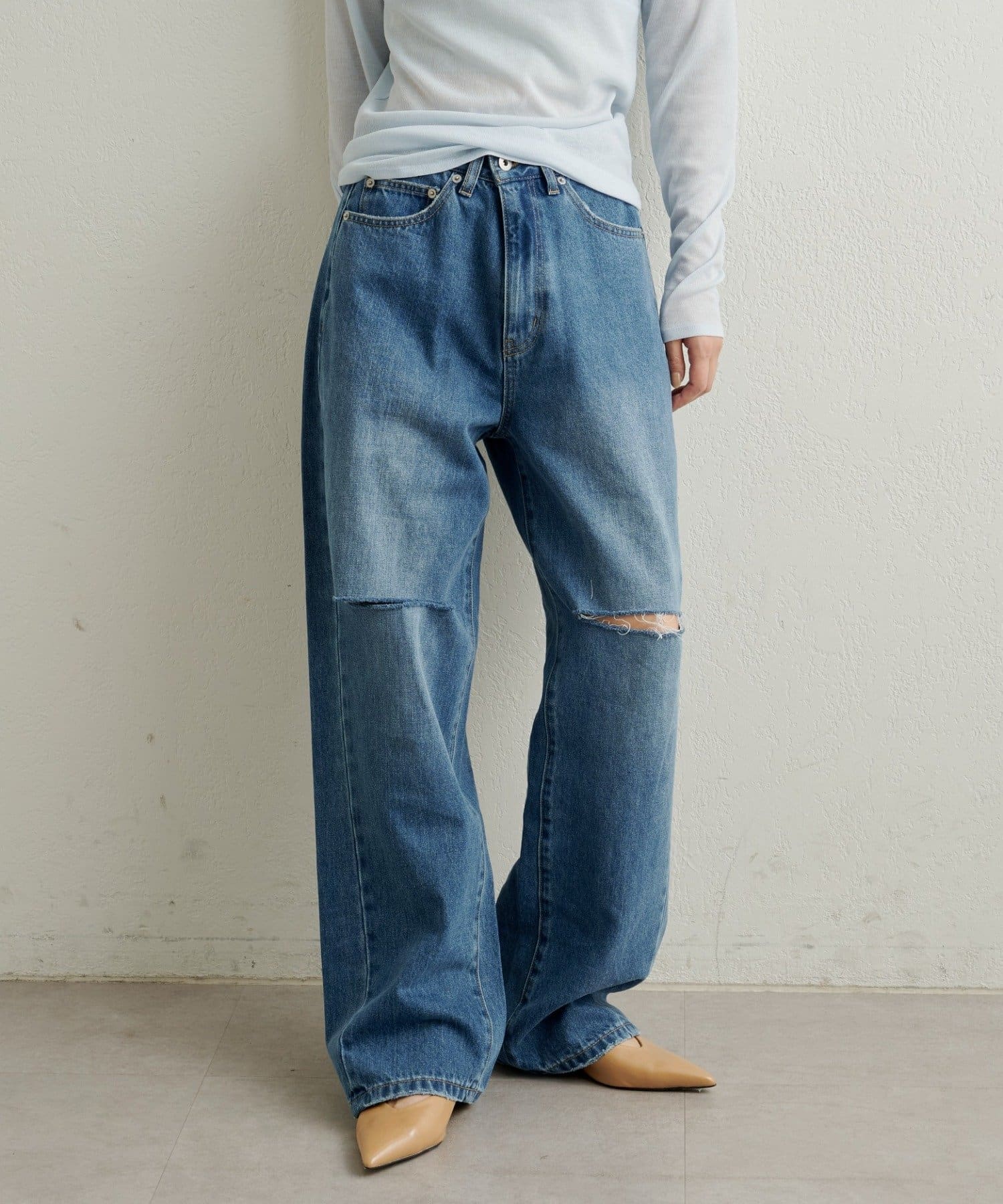 Omekashi(オメカシ) ダメージデニムパンツ