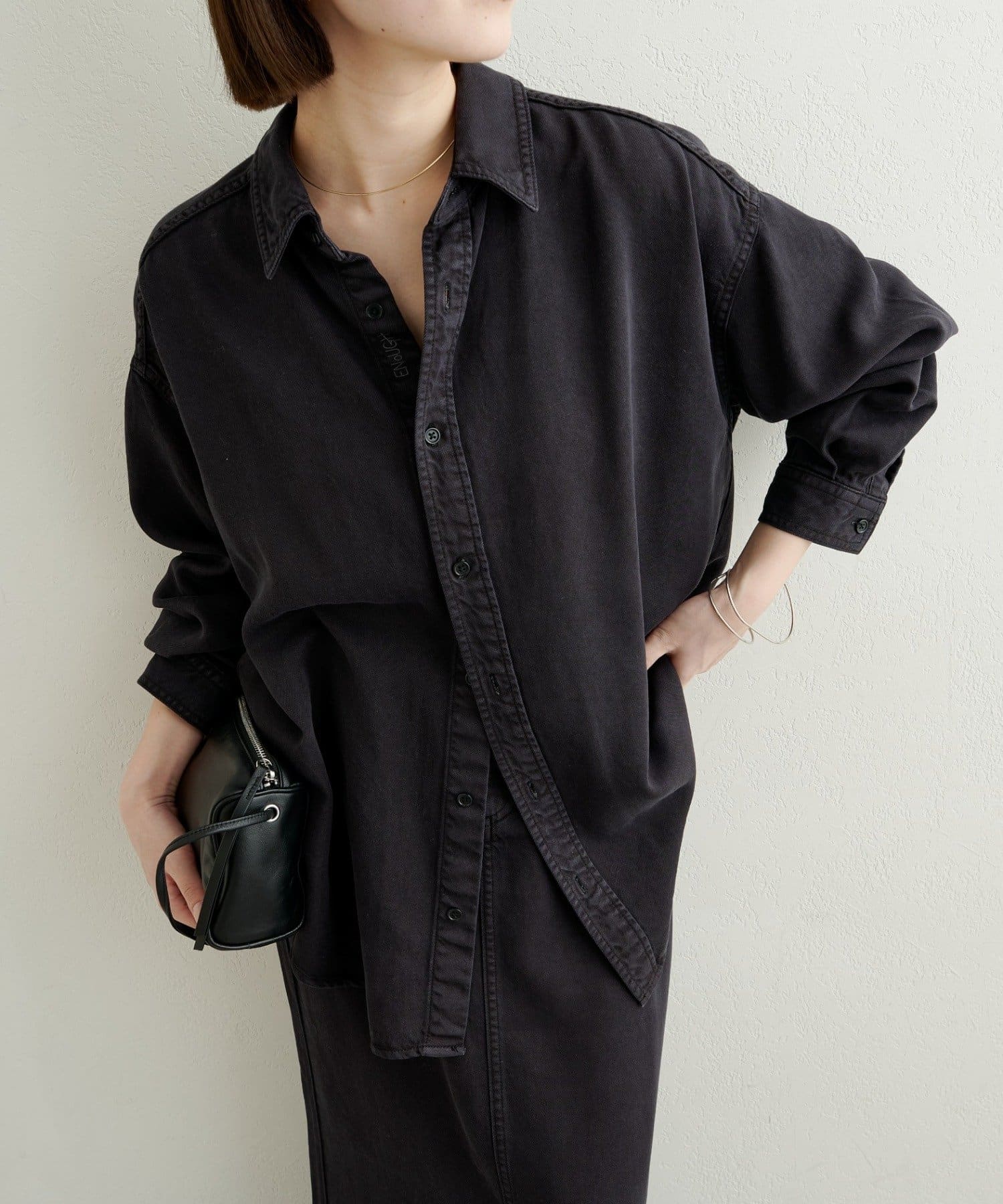 Omekashi(オメカシ) 【セットアップ着用可能◎】刺繍セルロースソフトオーバーシャツ