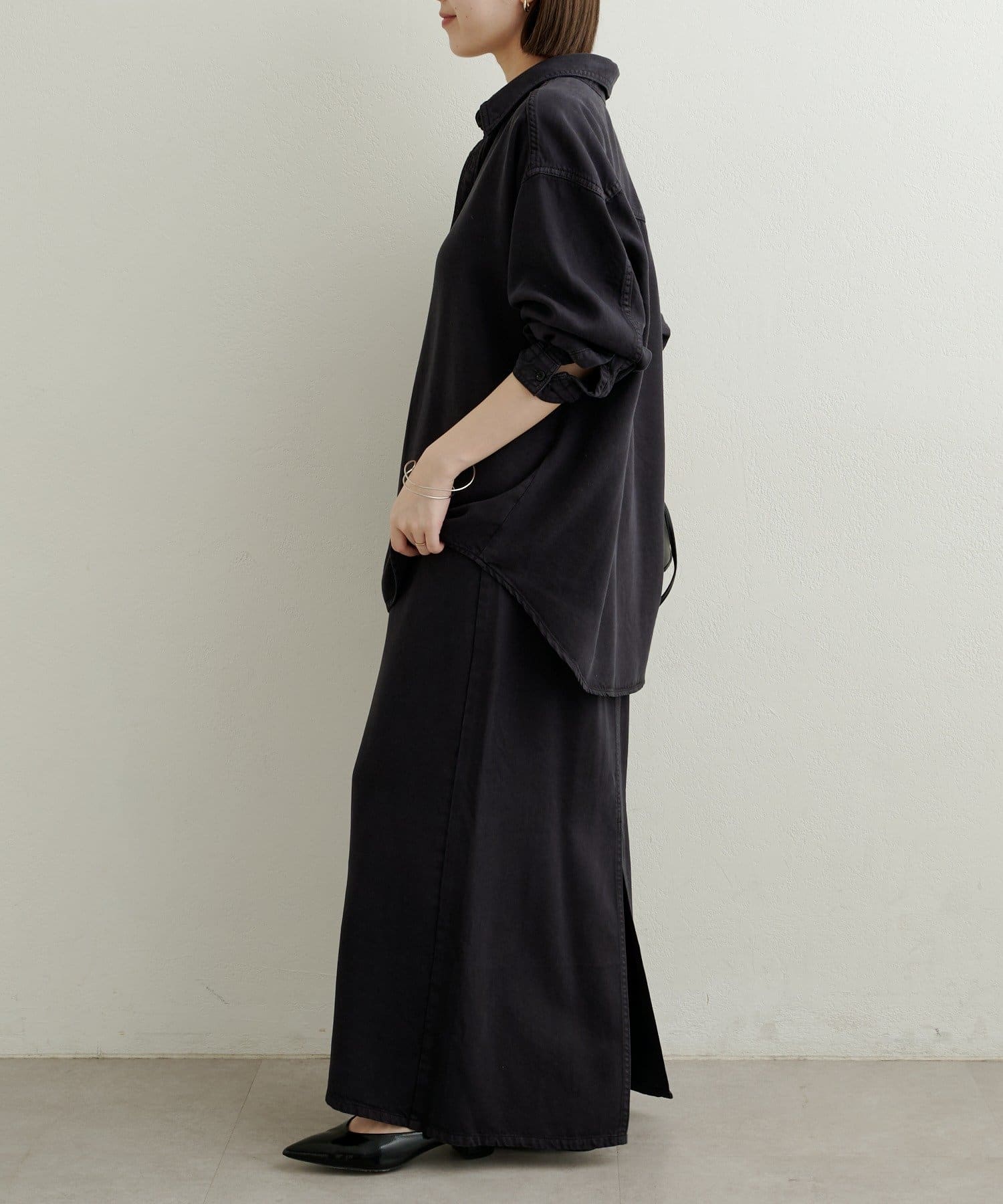 Omekashi(オメカシ) 【セットアップ着用可能◎】刺繍セルロースソフトオーバーシャツ