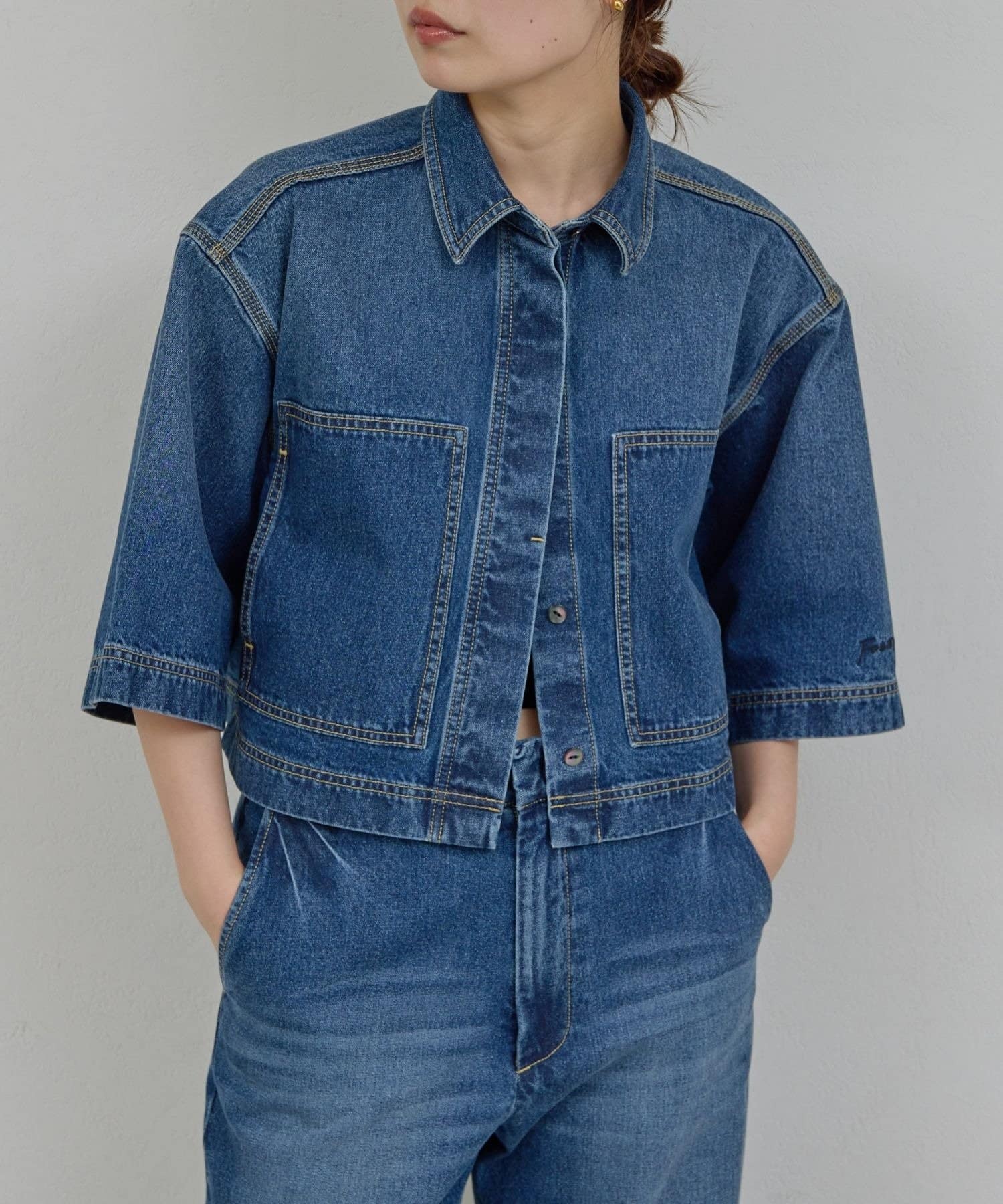 GALLARDAGALANTE(ガリャルダガランテ) 【PEAS】【セットアップ対応】デニムハーフスリーブシャツ