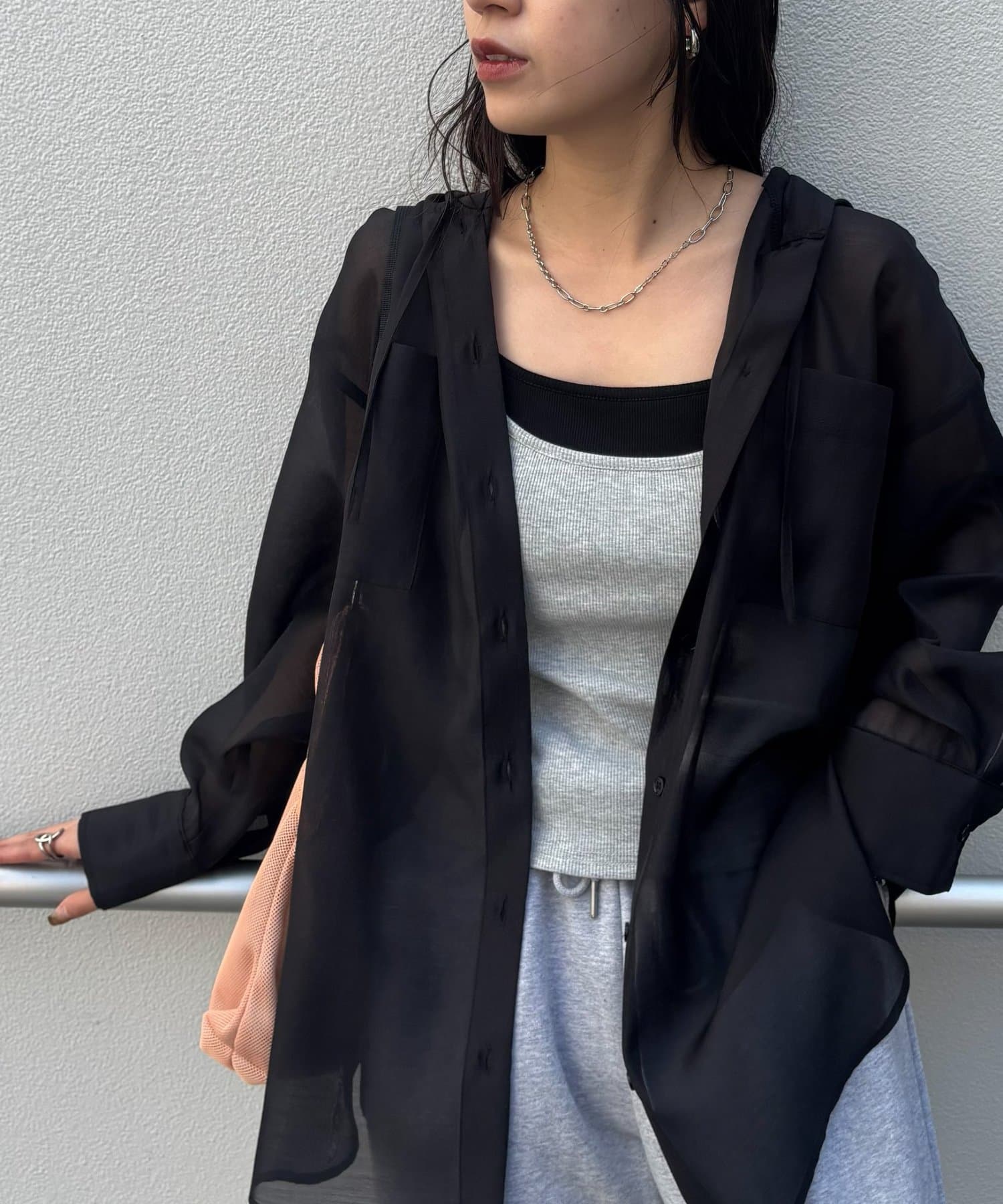 COLONY 2139(コロニー トゥーワンスリーナイン) シアーエステルボイルフードシャツ