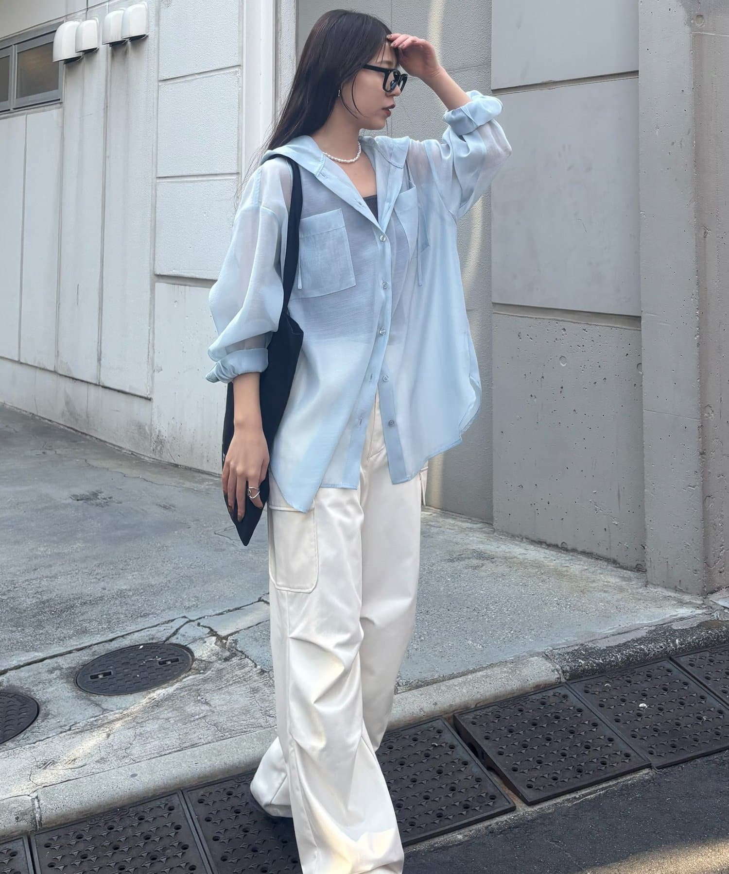 COLONY 2139(コロニー トゥーワンスリーナイン) シアーエステルボイルフードシャツ