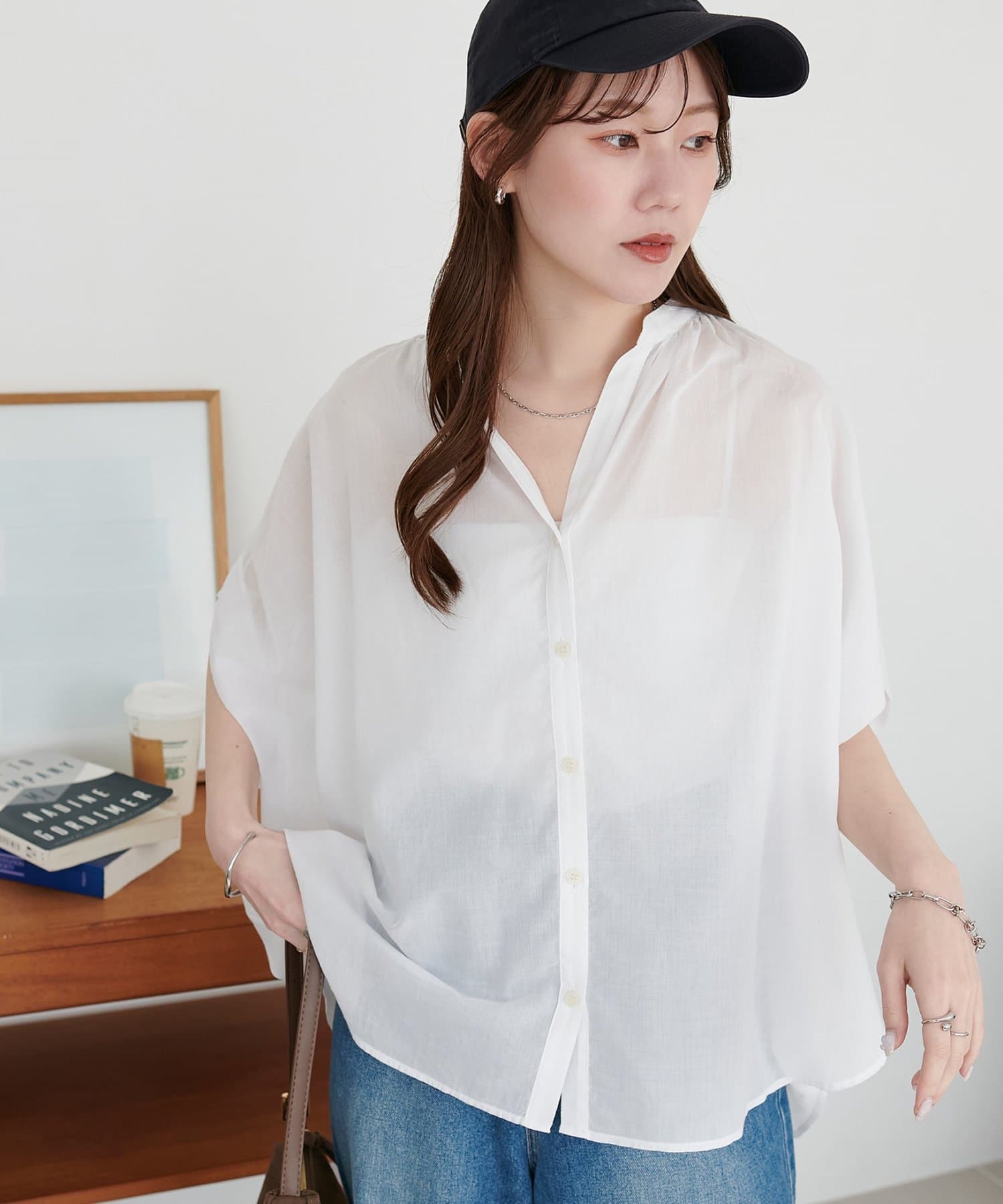 DISCOAT(ディスコート) コットンシアーバンドカラーフレンチシャツ