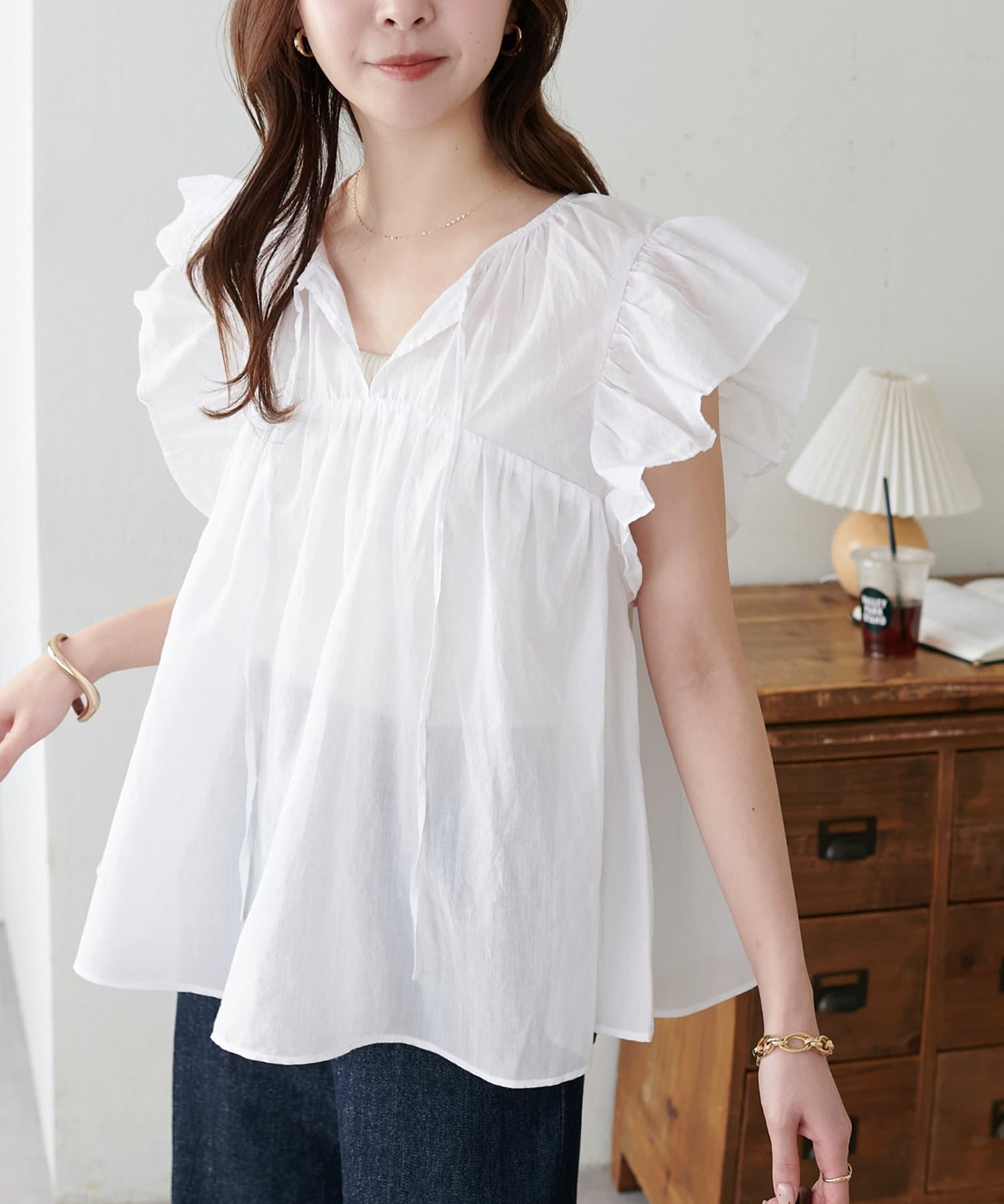 DISCOAT(ディスコート) 前後２WAYコットンシアーフリルフレンチ