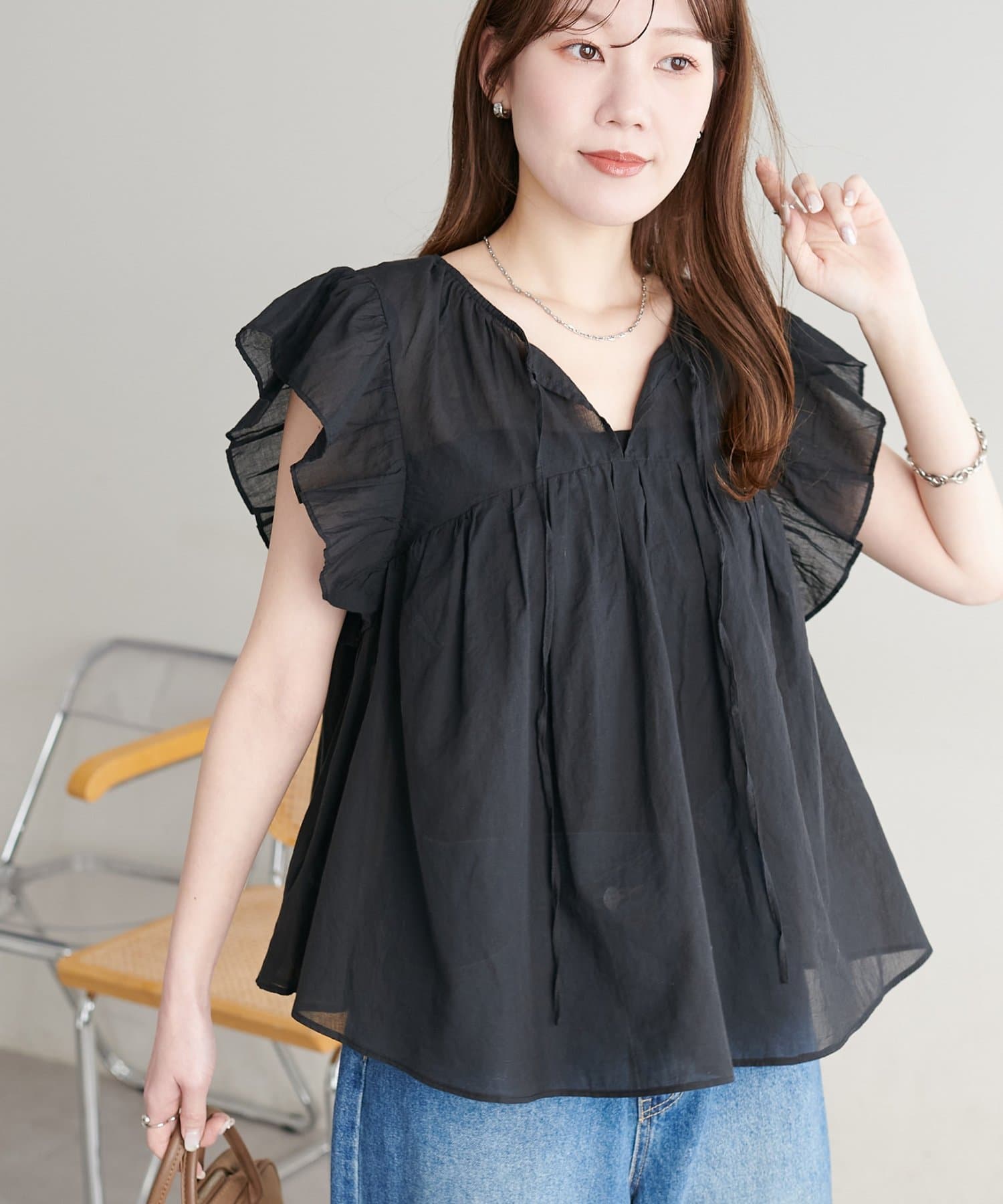 DISCOAT(ディスコート) 前後２WAYコットンシアーフリルフレンチ