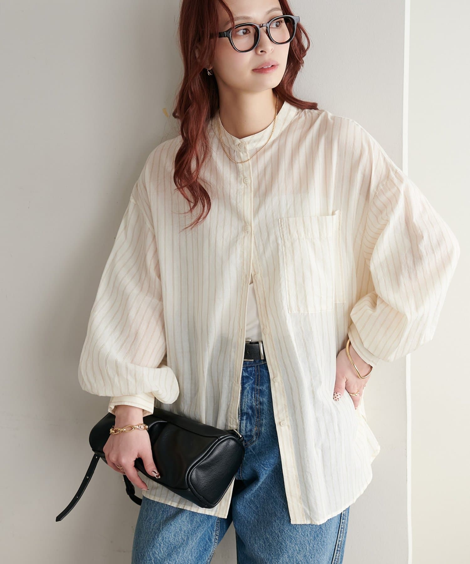 DISCOAT(ディスコート) 【WEB限定】コットンシアーバンドカラーシャツ