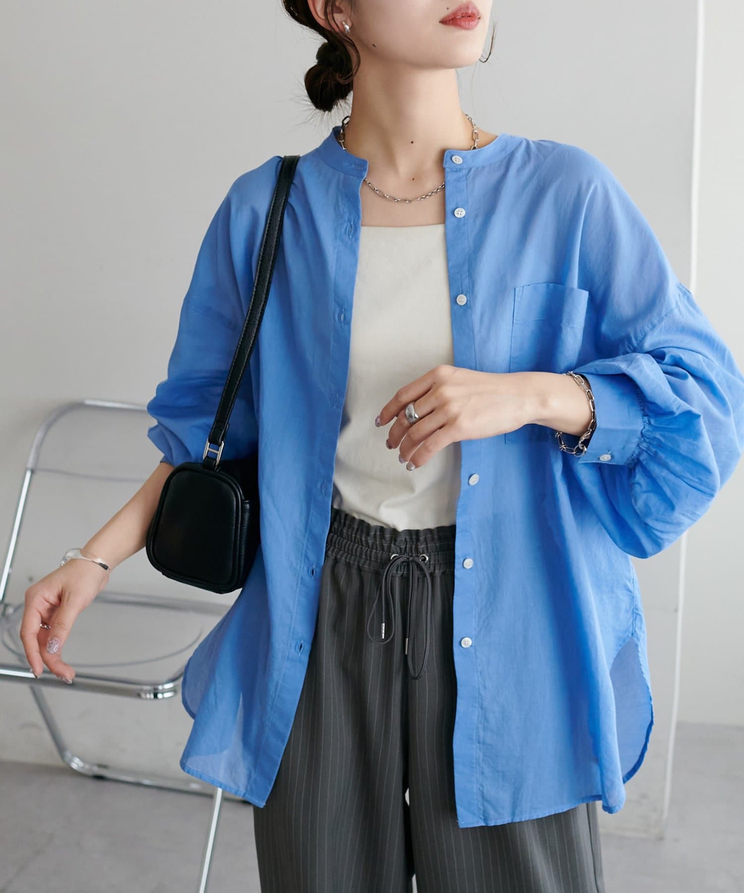 SS先行予約/WEB限定】コットンシアーバンドカラーシャツ | DISCOAT