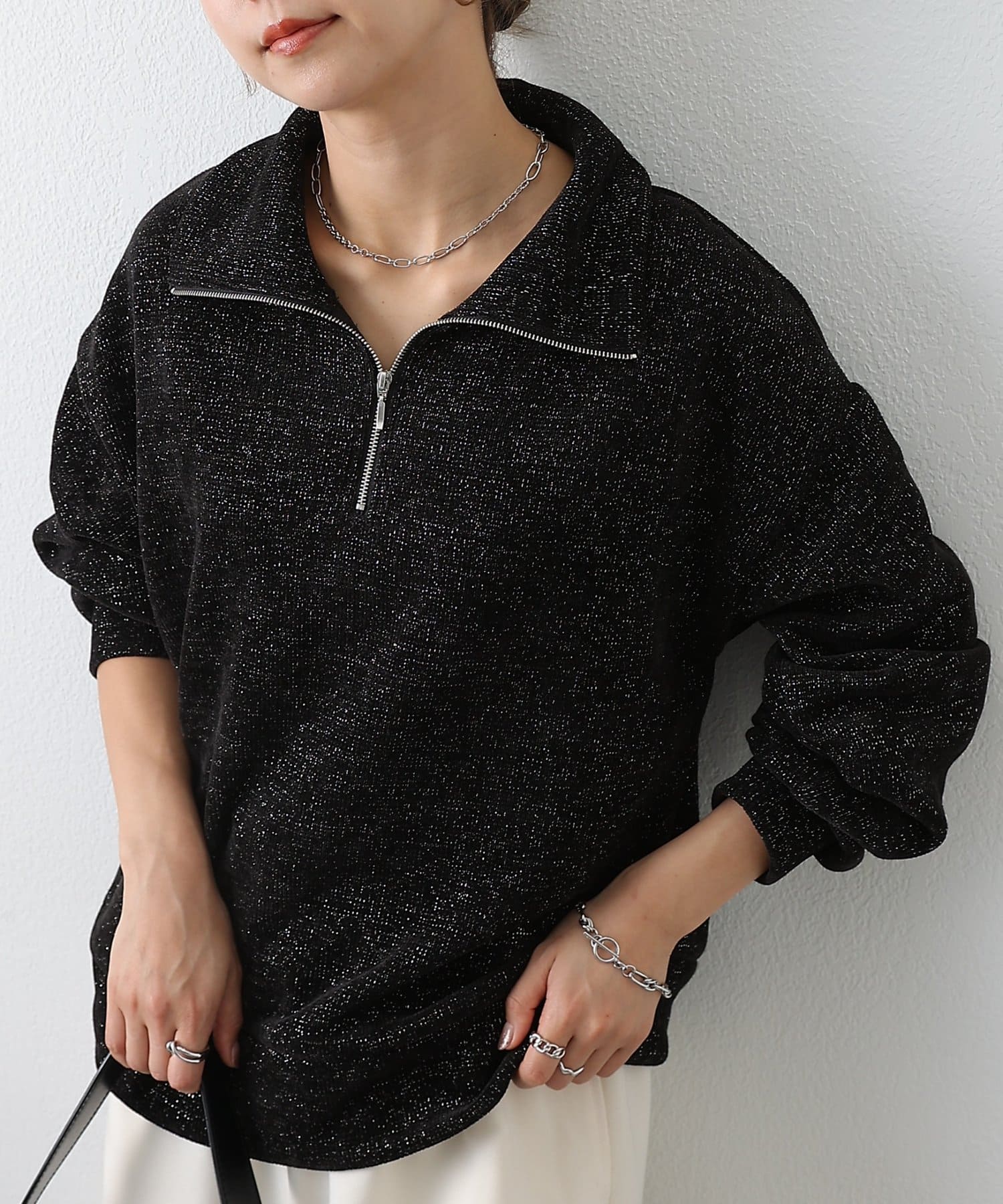 COLONY 2139(コロニー トゥーワンスリーナイン) ラメモールハーフZIPプルオーバー