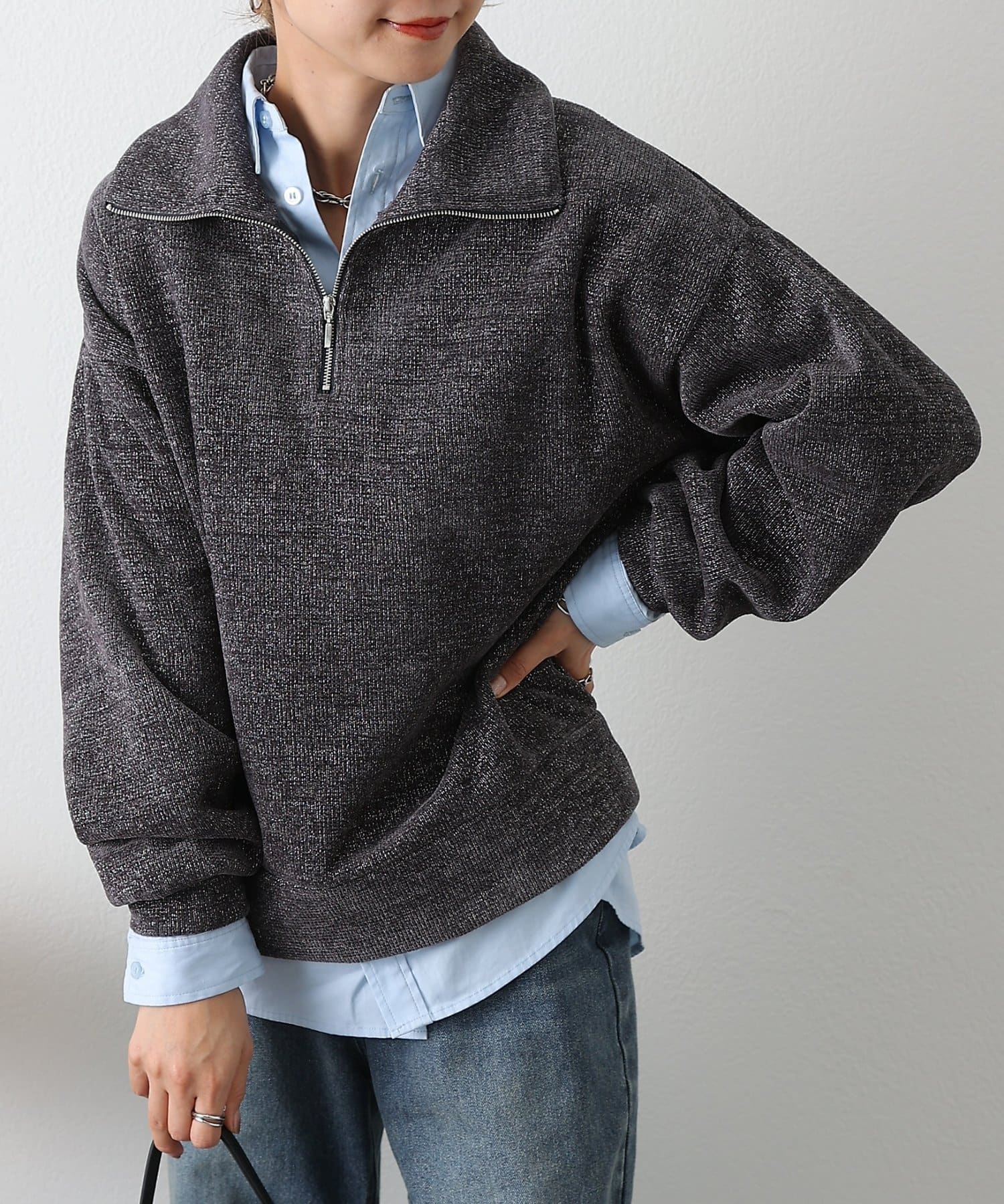 COLONY 2139(コロニー トゥーワンスリーナイン) ラメモールハーフZIPプルオーバー