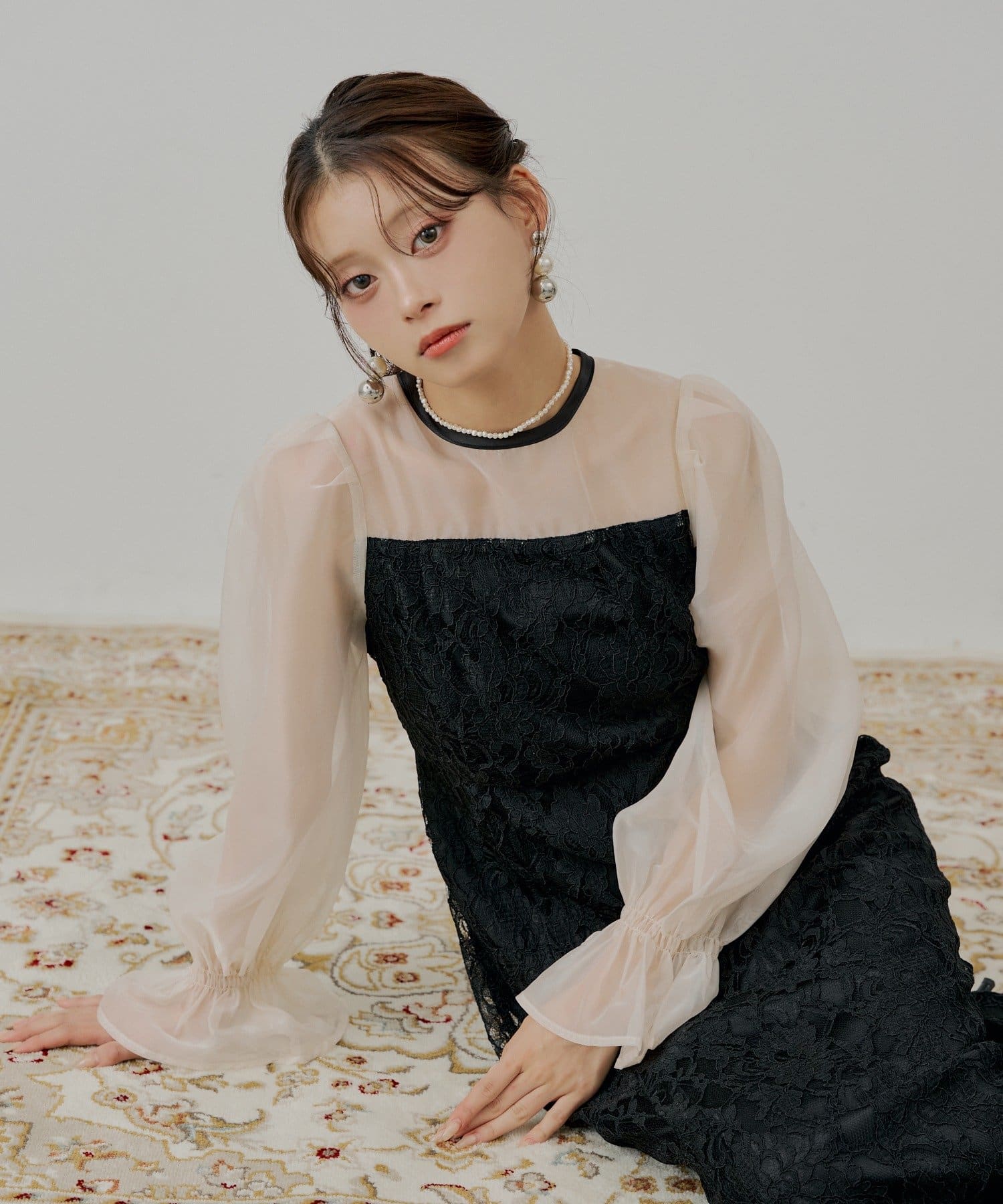 Chico(チコ) 【WEB限定/SALON by Chico】配色シースルータイトロングドレス/オケージョン