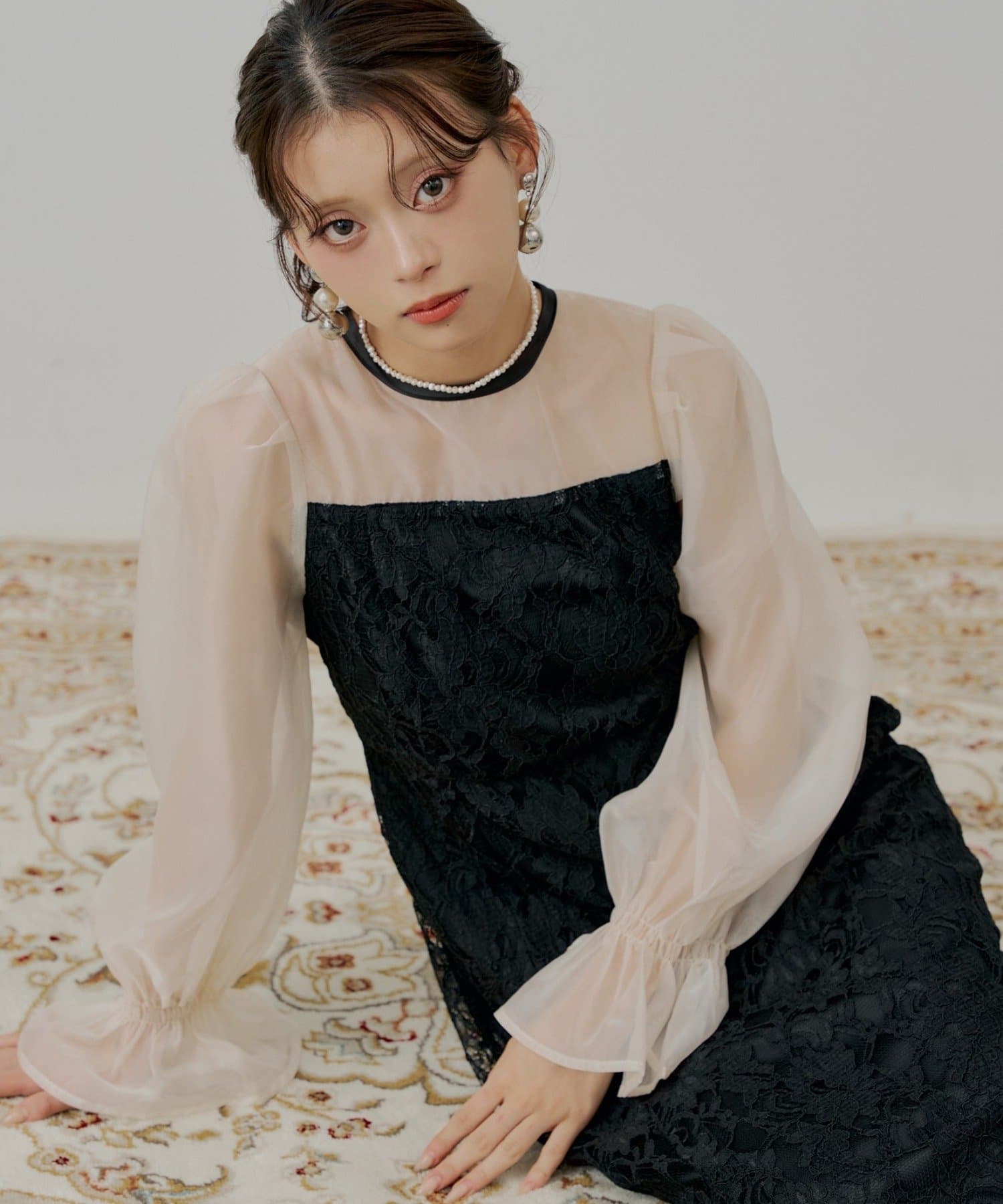 Chico(チコ) 【WEB限定/SALON by Chico】配色シースルータイトロングドレス/オケージョン