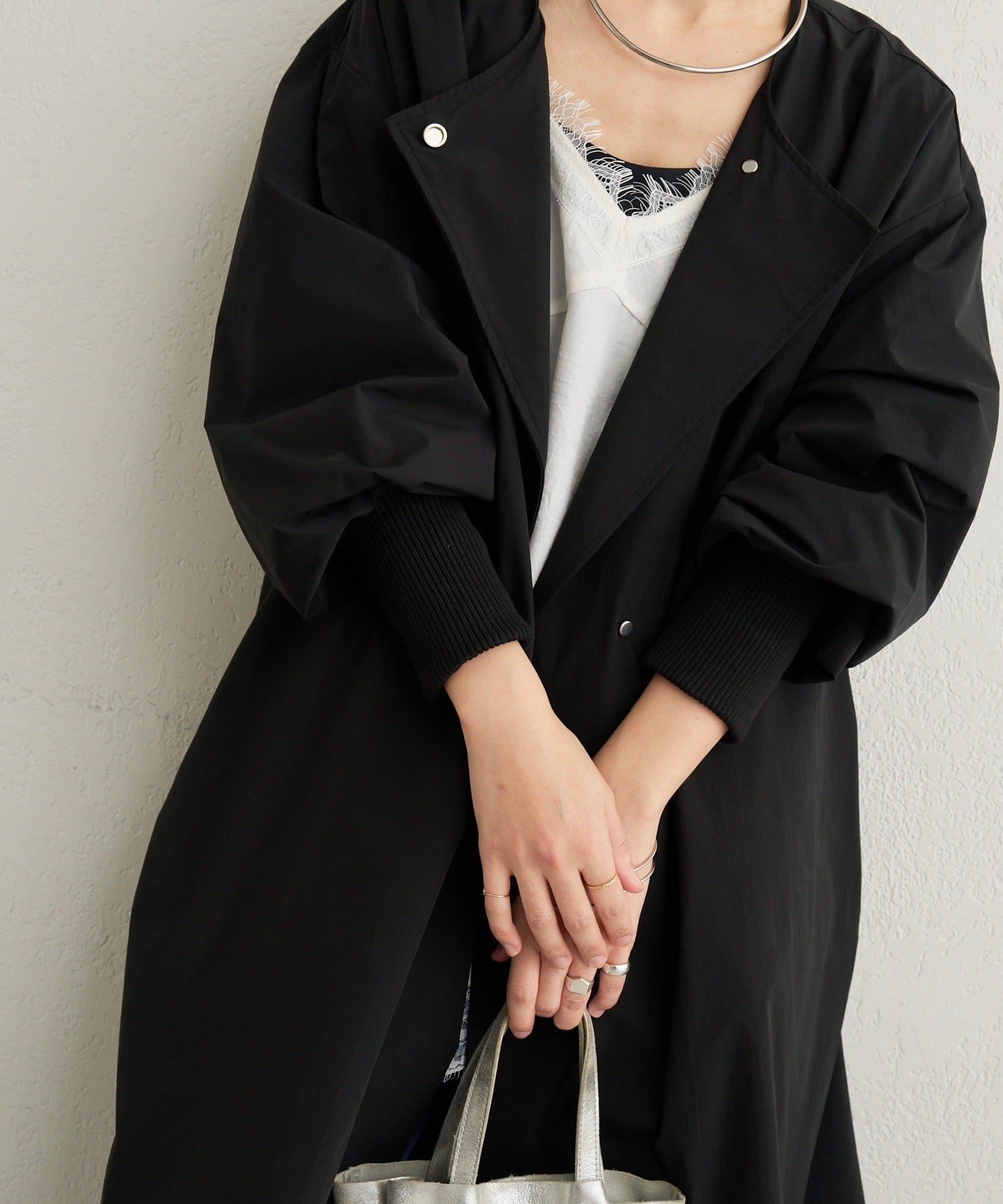 Omekashi(オメカシ) 袖リブライトトレンチコート