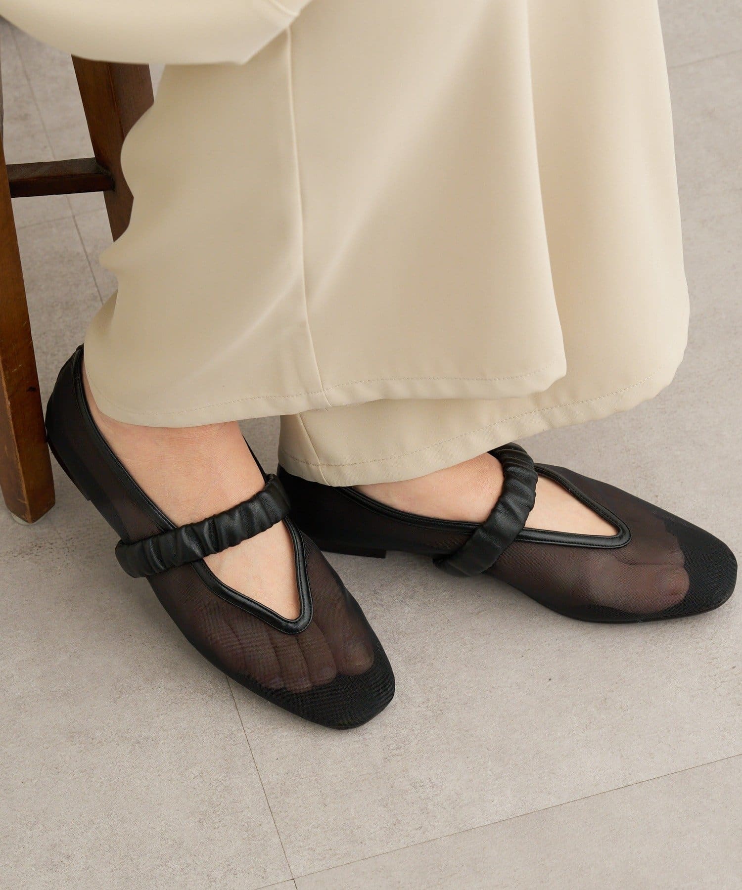 Omekashi(オメカシ) メッシュフラットシューズ