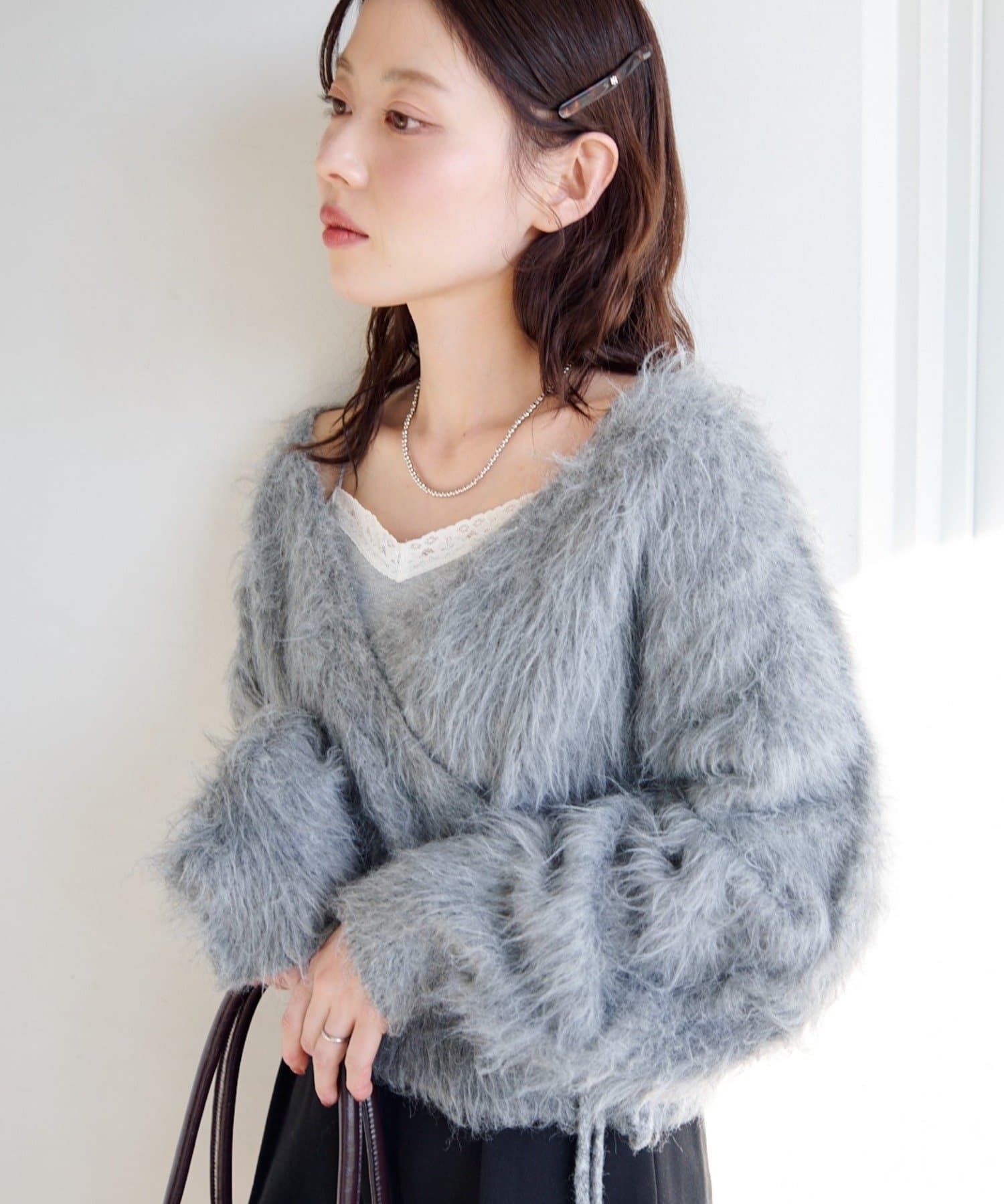 Kastane(カスタネ) 【WEB先行】シャギーカシュクールニット