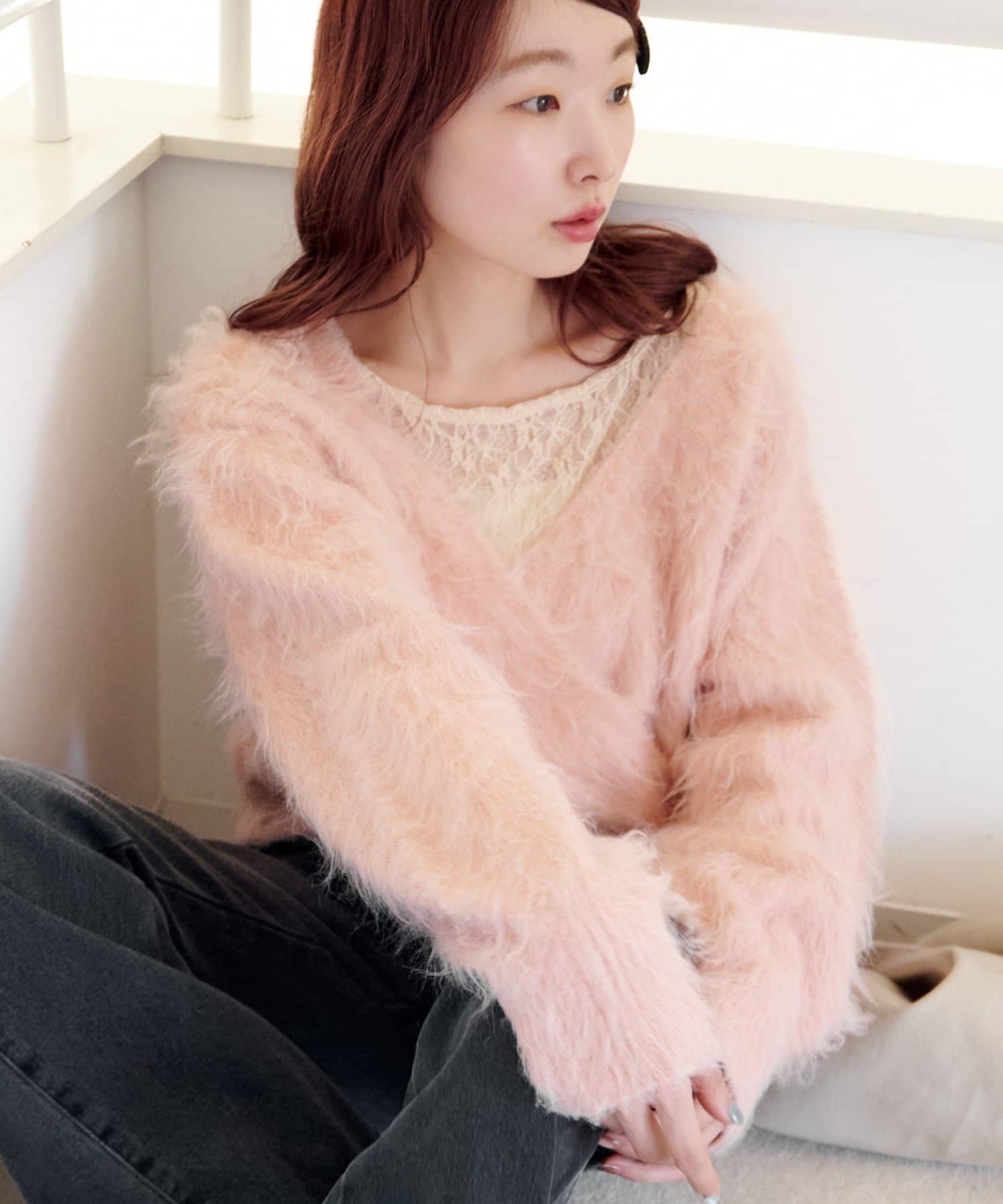 Kastane(カスタネ) 【WEB先行】シャギーカシュクールニット