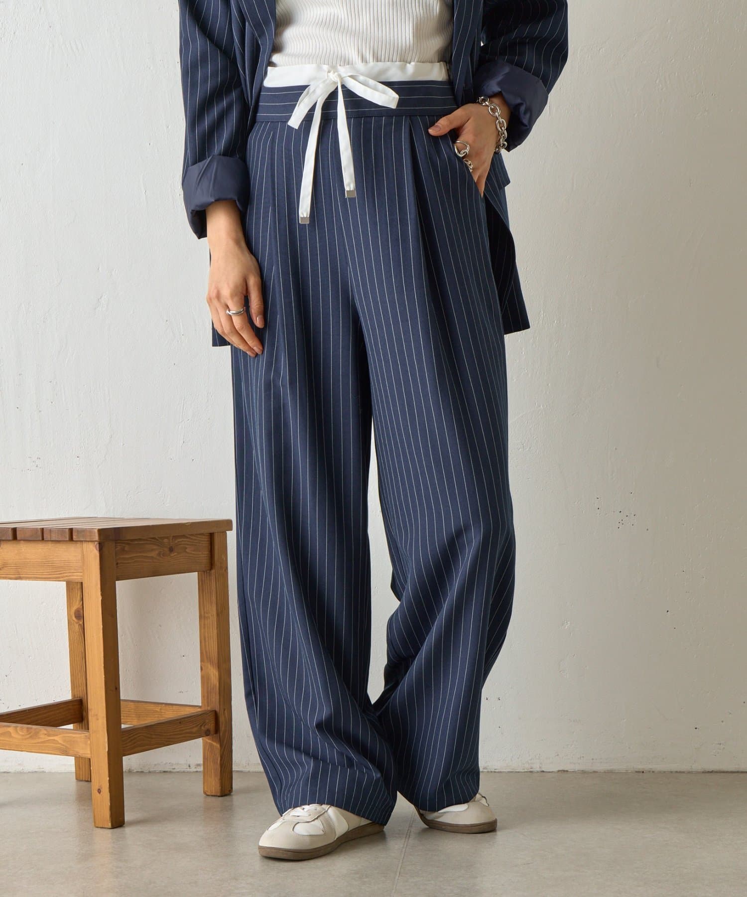 COLONY 2139(コロニー トゥーワンスリーナイン) 【セットアップ対応】Wウエストストライプイージーパンツ