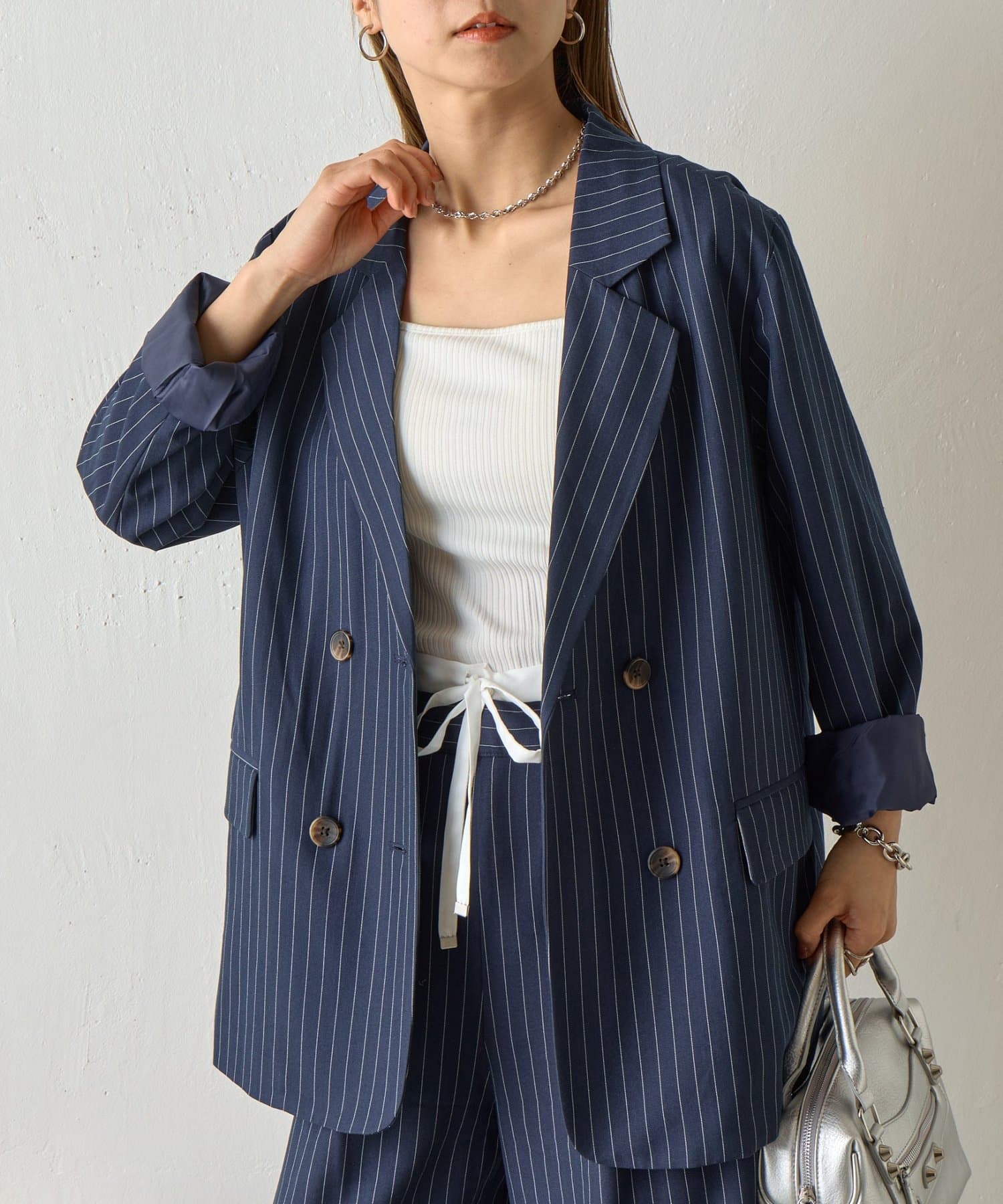 COLONY 2139(コロニー トゥーワンスリーナイン) 【セットアップ対応】ストライプダブルテーラードジャケット