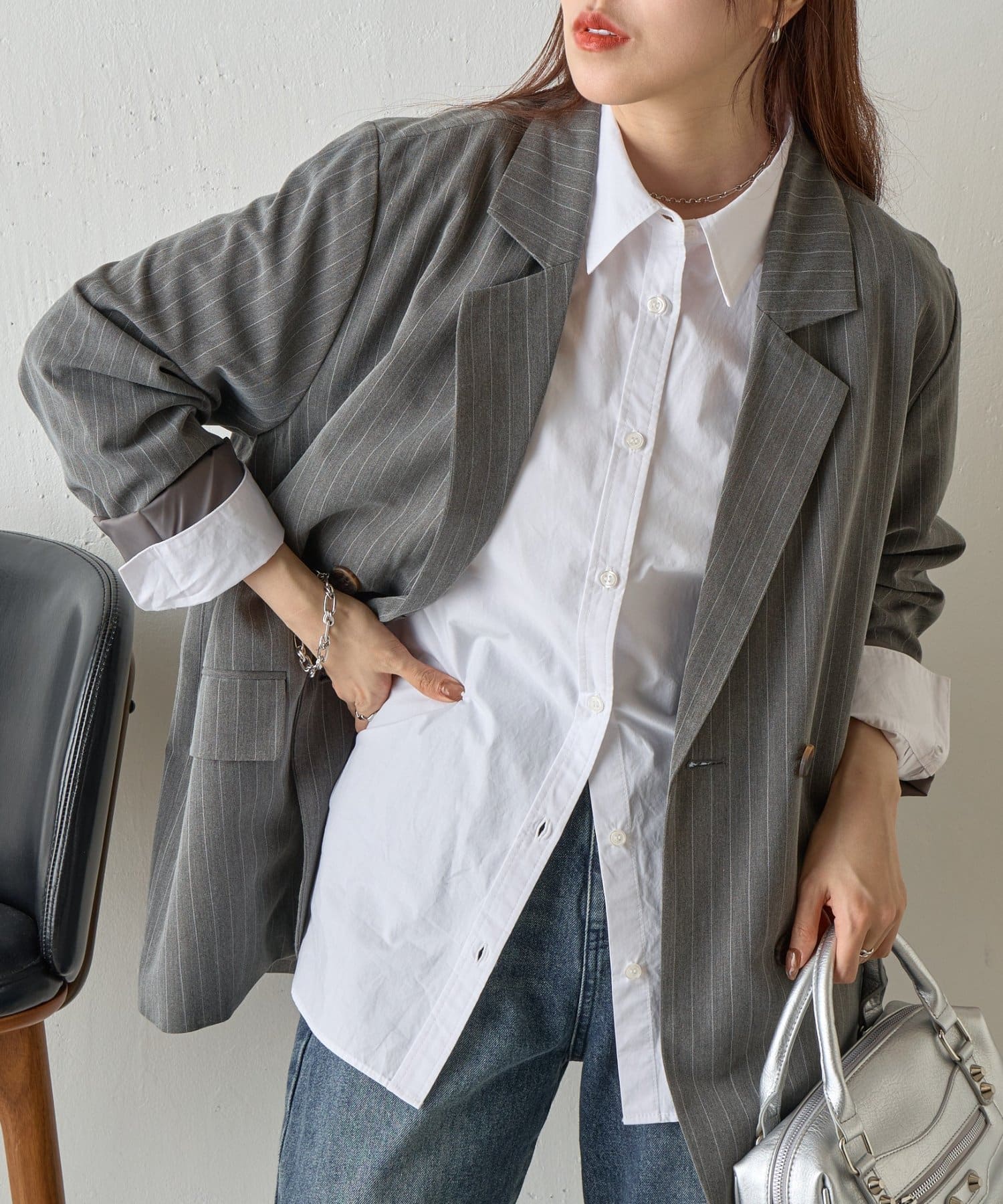 COLONY 2139(コロニー トゥーワンスリーナイン) 【セットアップ対応】ストライプダブルテーラードジャケット