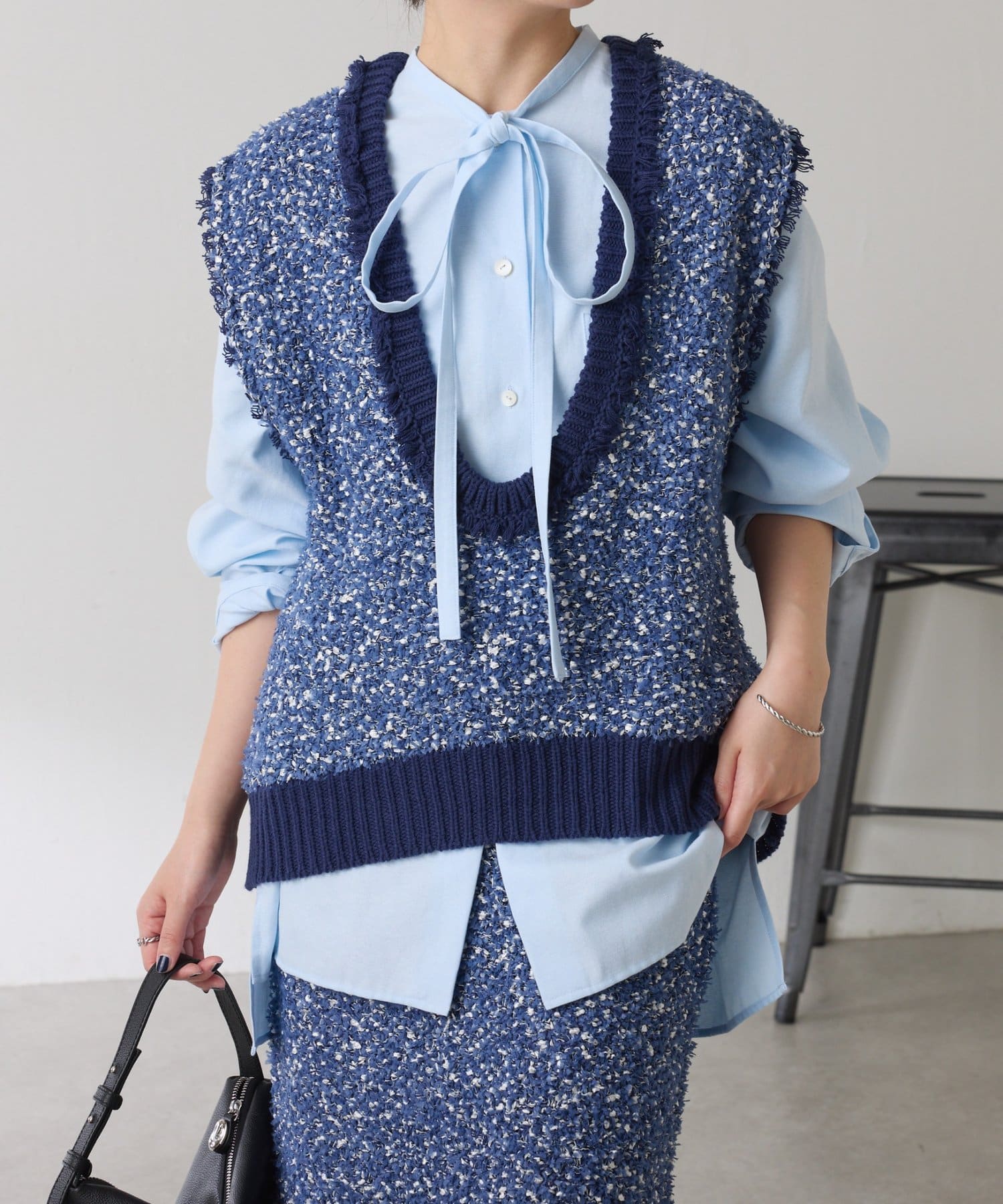 COLLAGE GALLARDAGALANTE(コラージュ ガリャルダガランテ) 【プラスワンアイテム】ツイードライクニットベスト