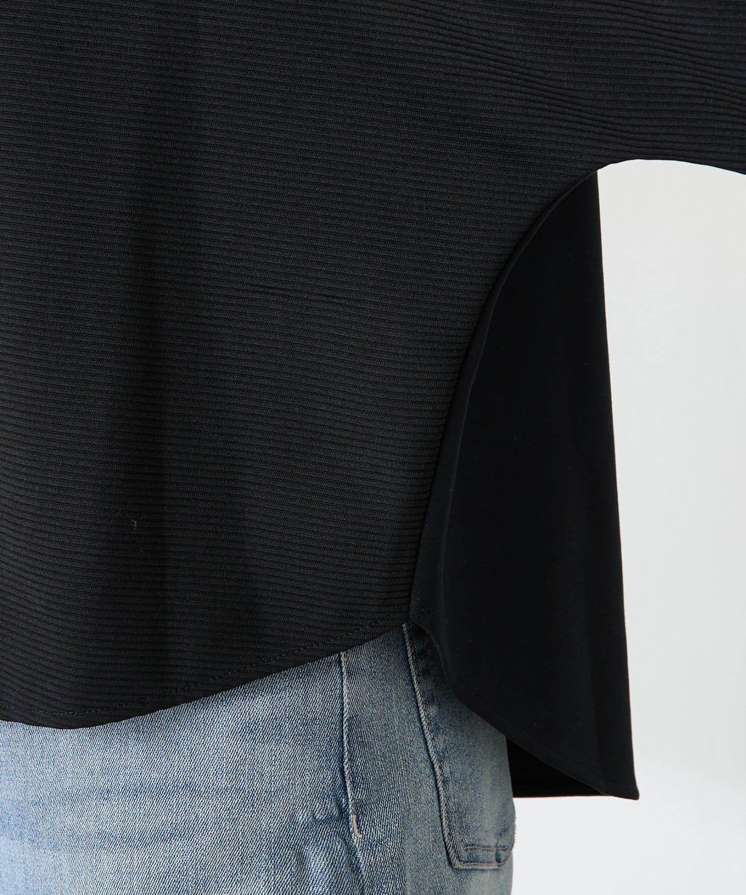 COLLAGE GALLARDAGALANTE(コラージュ ガリャルダガランテ) 【ジップ付き】リップルコンビダンボールプルオーバー/セットアップ可