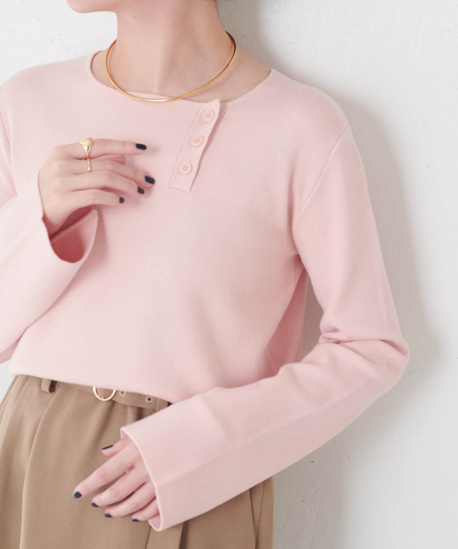 COLLAGE GALLARDAGALANTE(コラージュ ガリャルダガランテ) 【滑らかな肌触り】スロープボタンニット