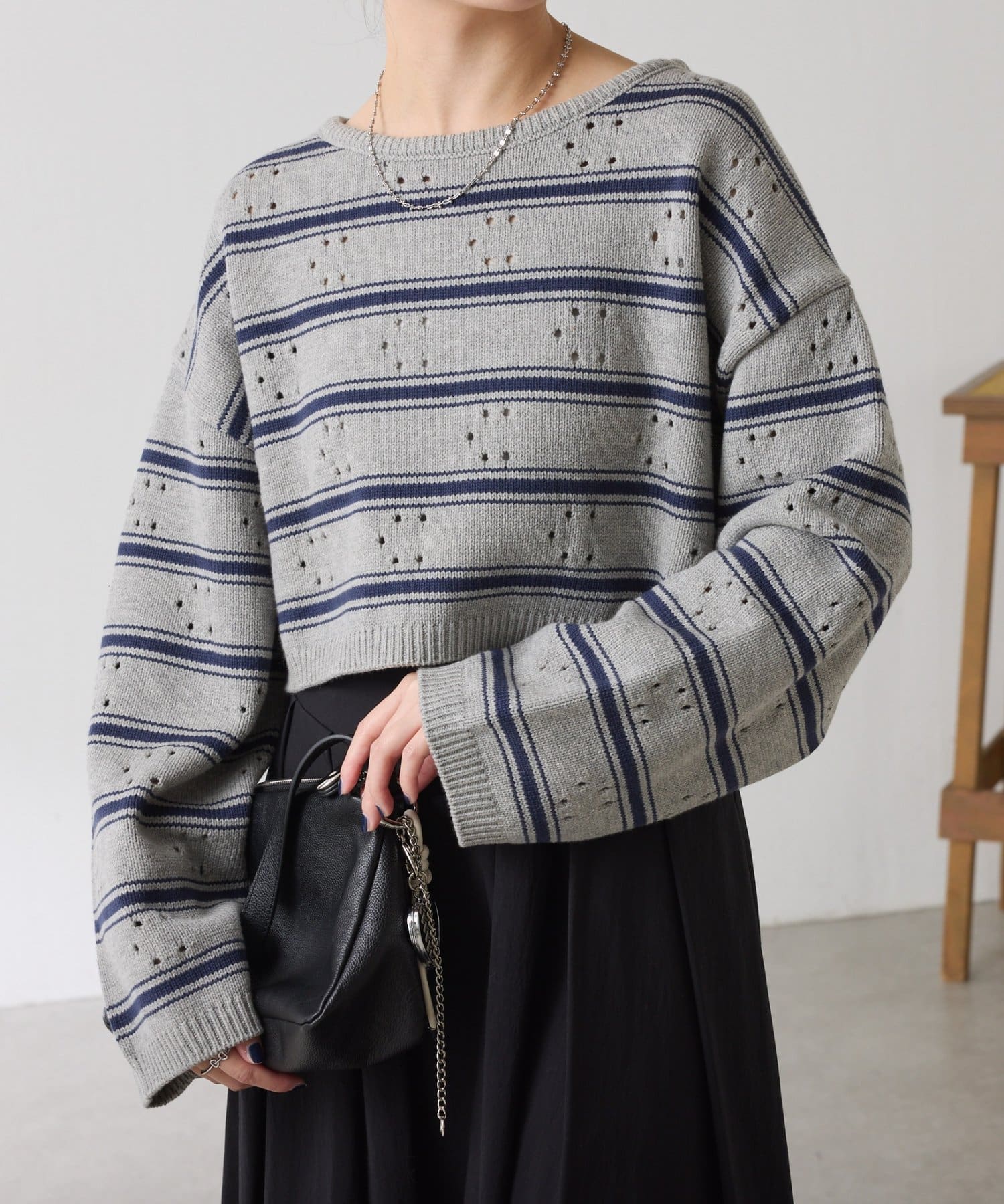 COLLAGE GALLARDAGALANTE(コラージュ ガリャルダガランテ) 【ゆったりめ】透かし編みCニット