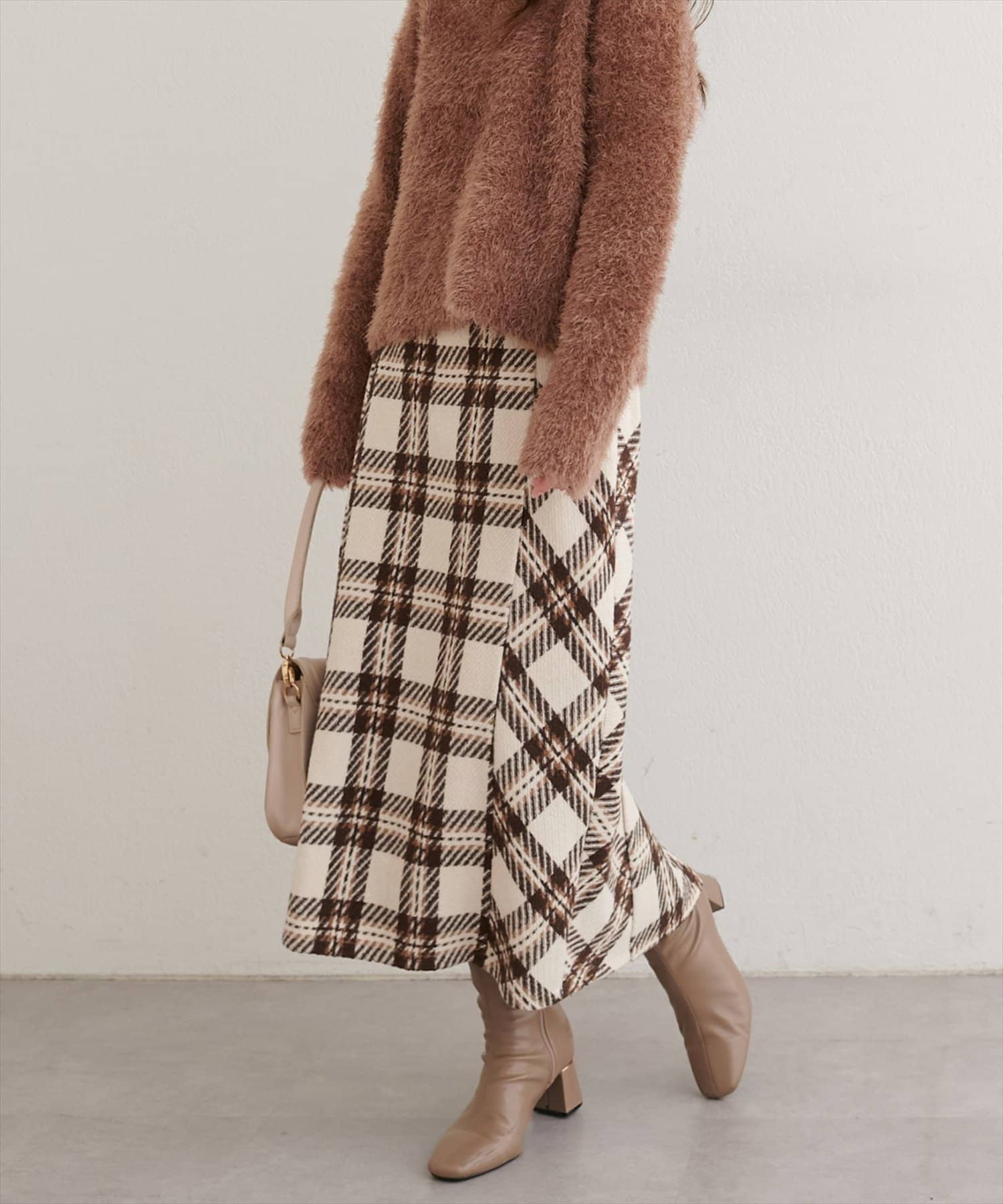 natural couture(ナチュラルクチュール) 選べる丈チェックナロースカート