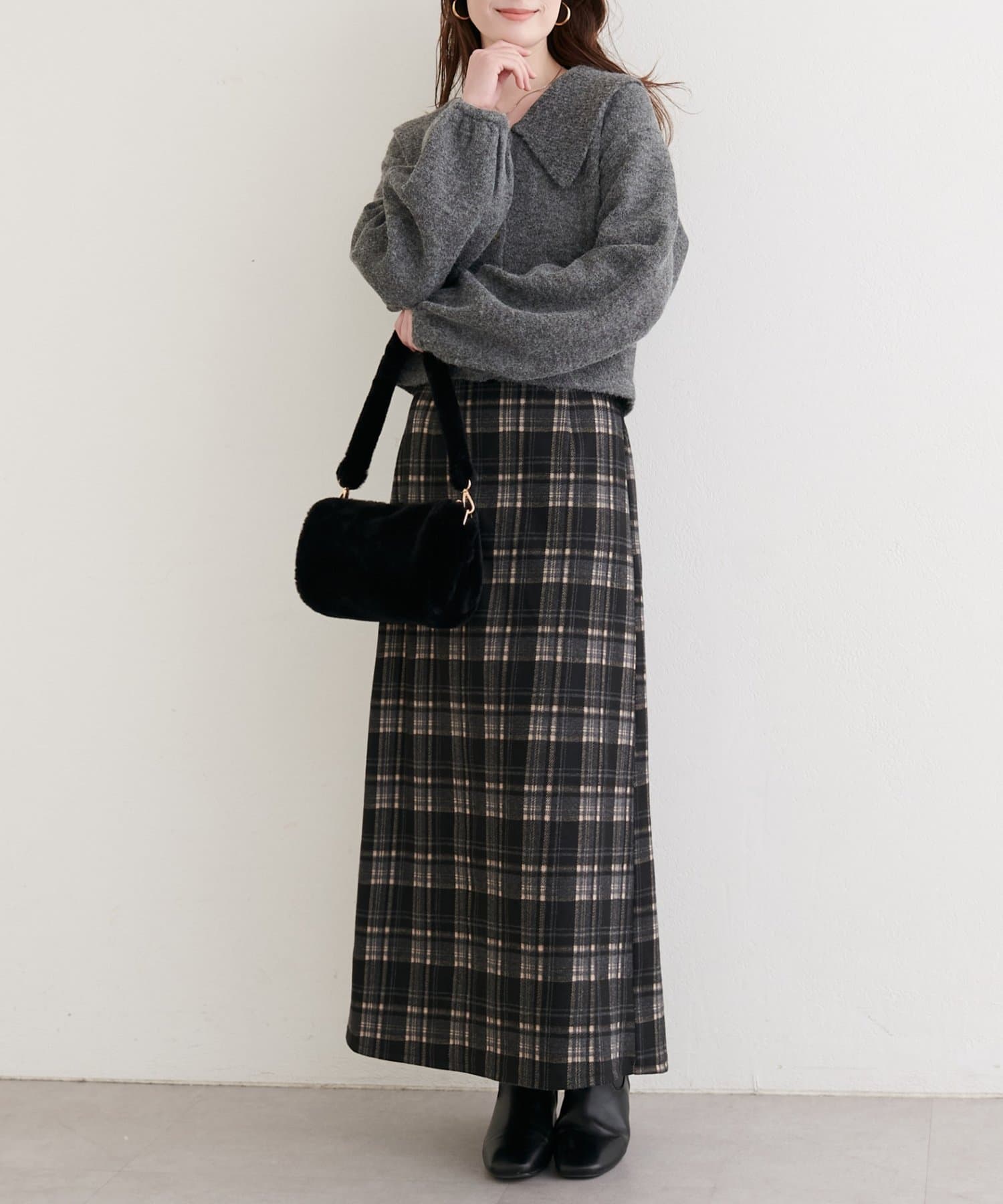 natural couture(ナチュラルクチュール) アソートチェックペンシルスカート