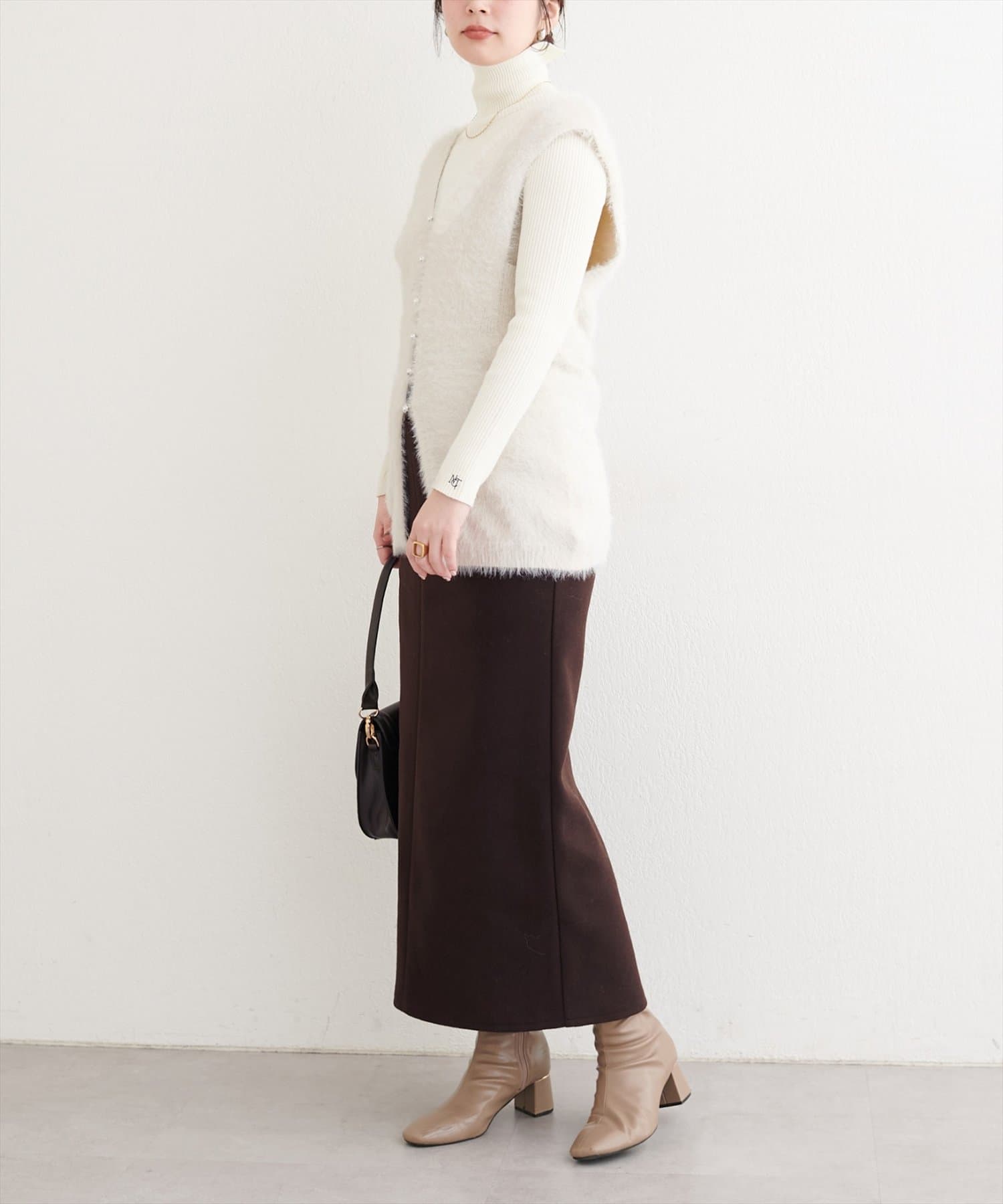 natural couture(ナチュラルクチュール) ウールライクストレッチスカート