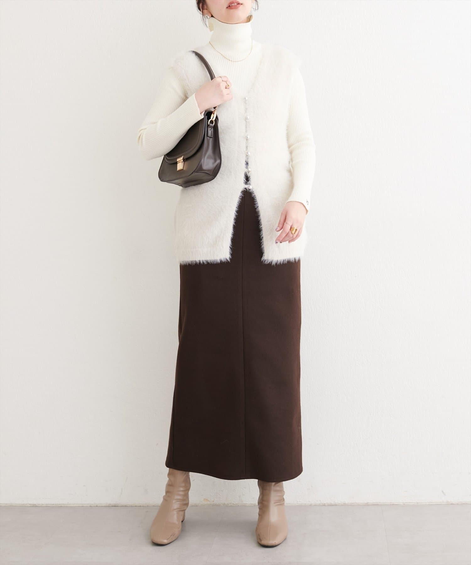 natural couture(ナチュラルクチュール) ウールライクストレッチスカート