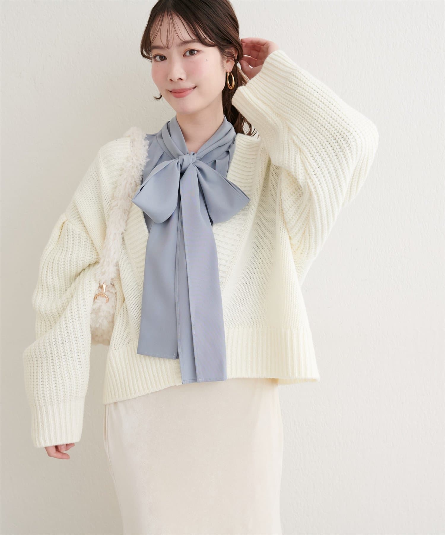 natural couture(ナチュラルクチュール) ざっくり編みカーディガン