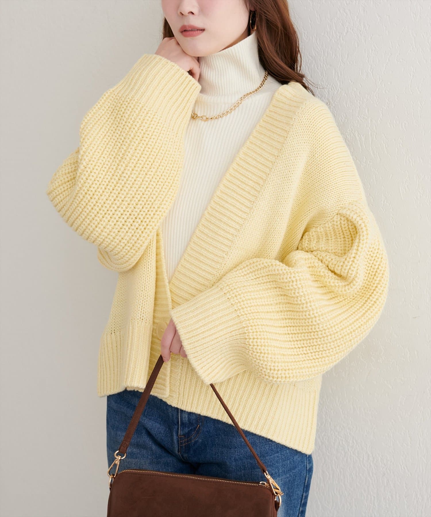 natural couture(ナチュラルクチュール) ざっくり編みカーディガン