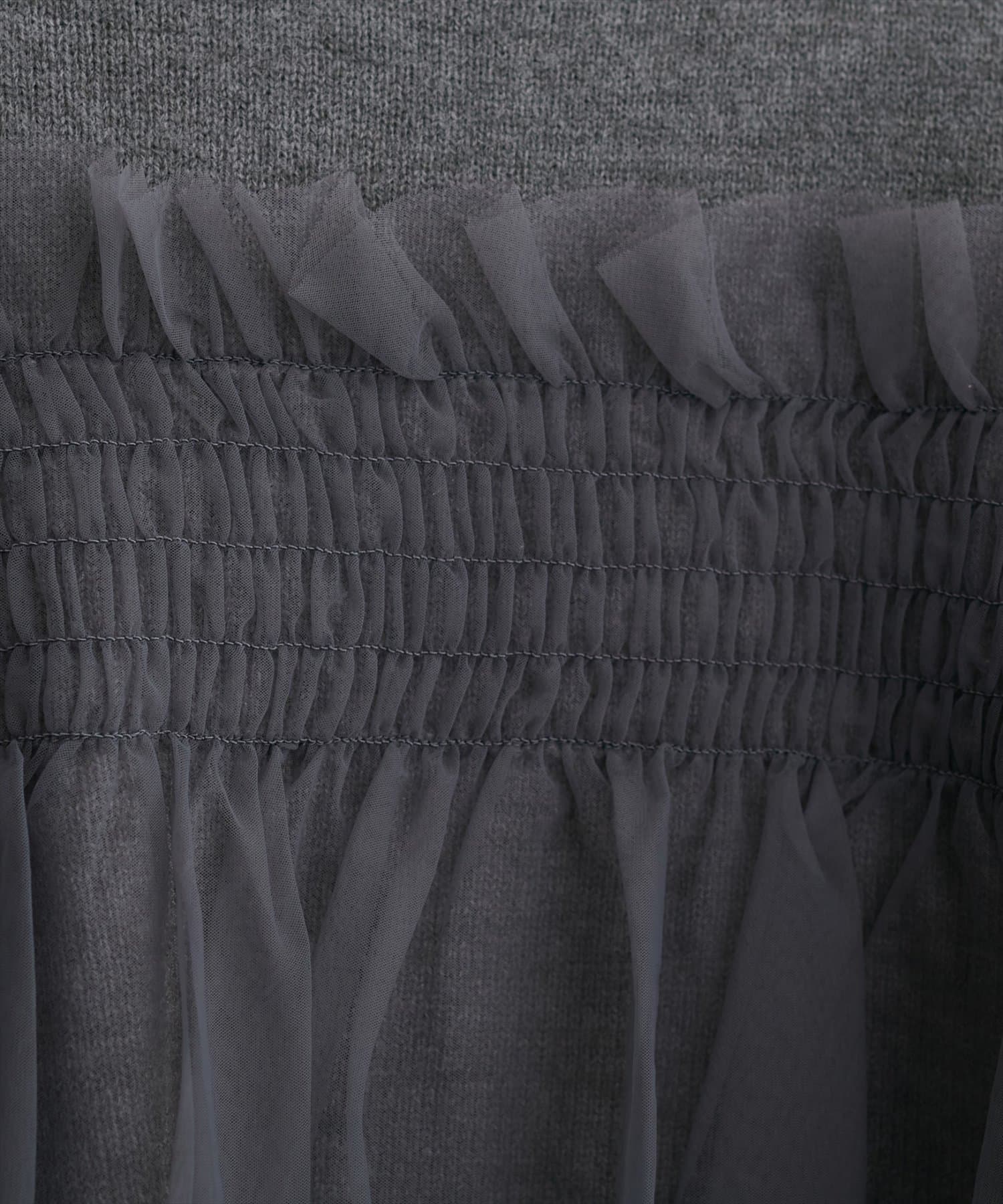 natural couture(ナチュラルクチュール) 【WEB限定】チュールレイヤードニットプルオーバー