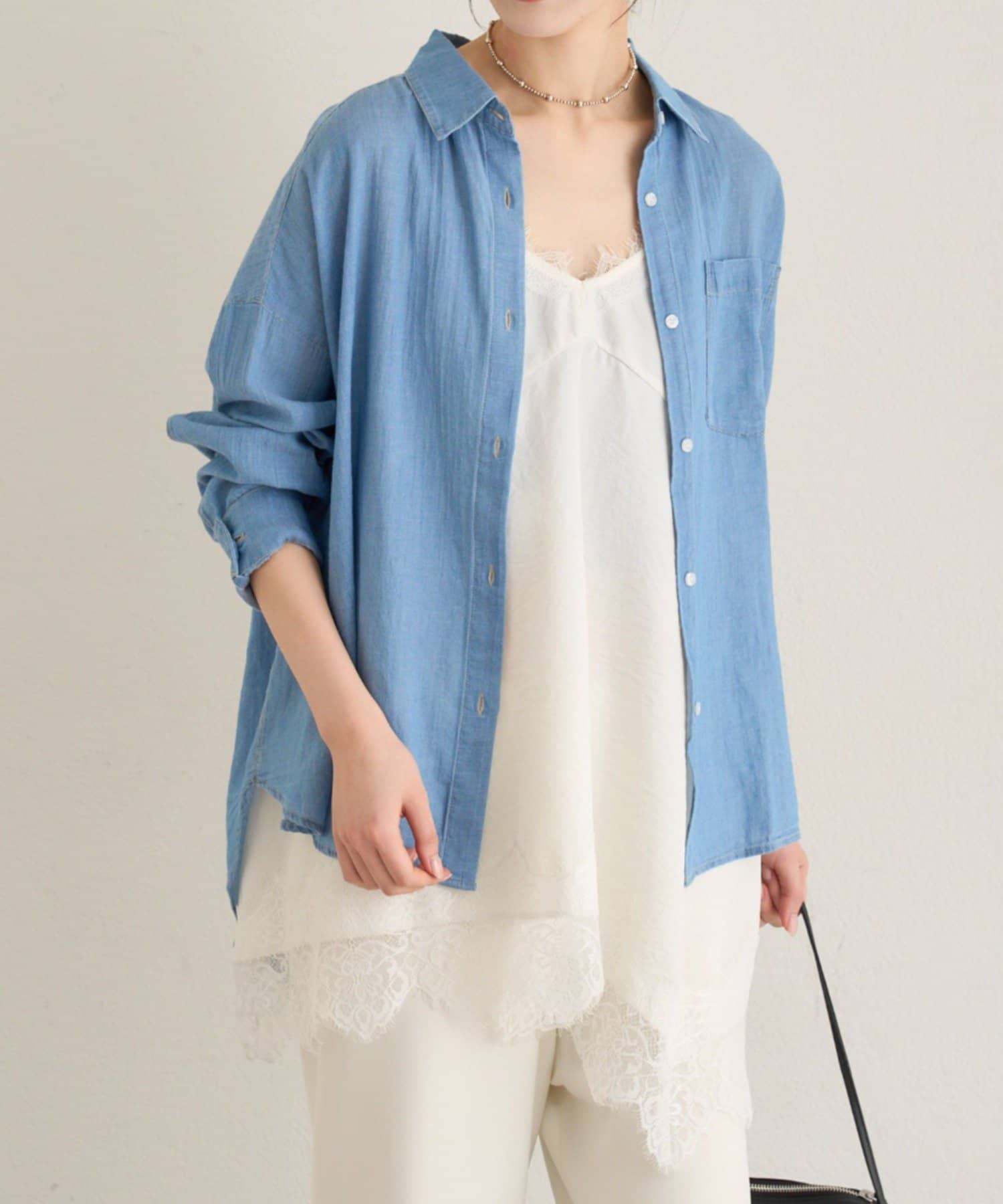 Omekashi(オメカシ) 【春夏の羽織りものに◎】シアーデニムシャツ