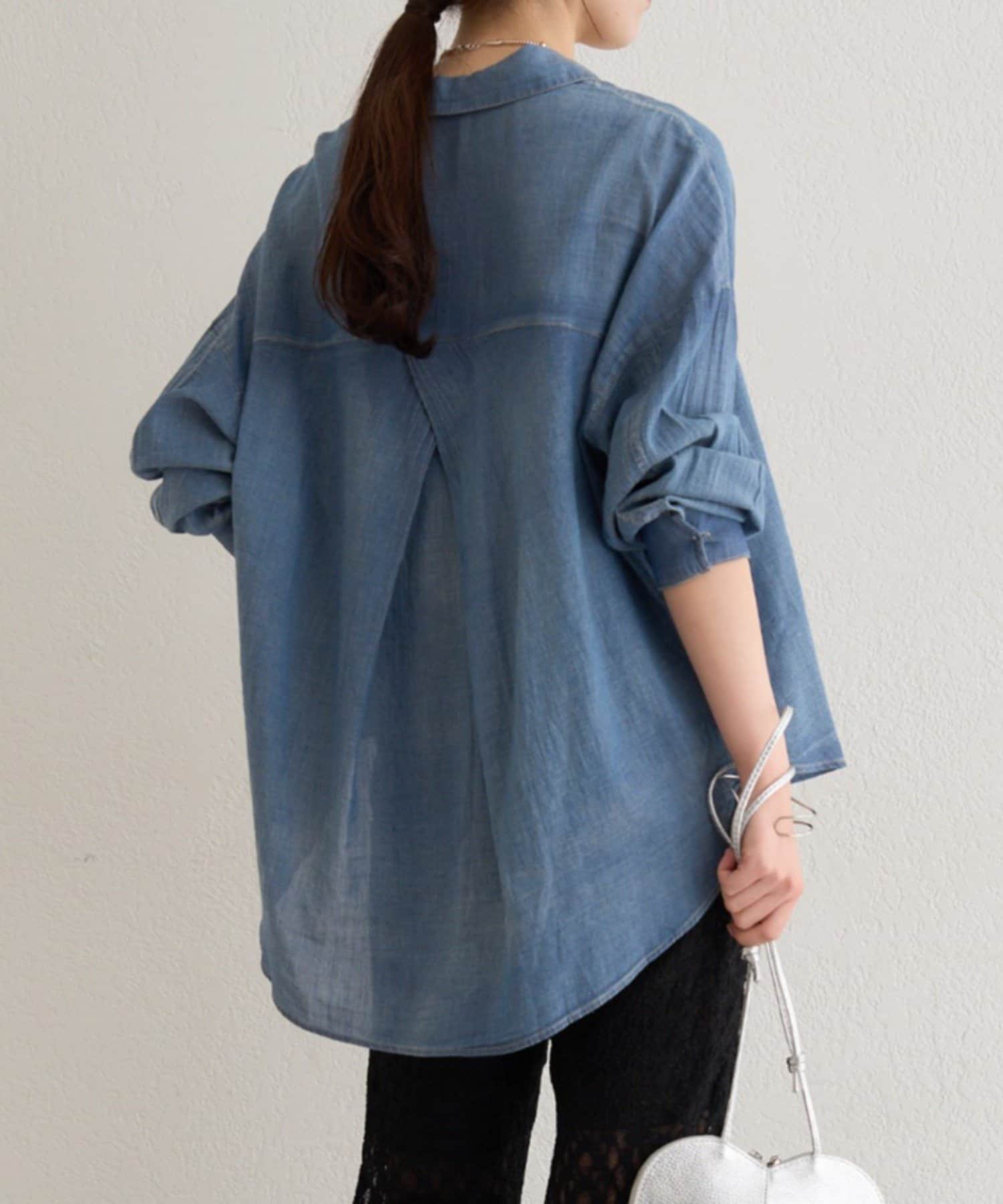 Omekashi(オメカシ) 【春夏の羽織りものに◎】シアーデニムシャツ