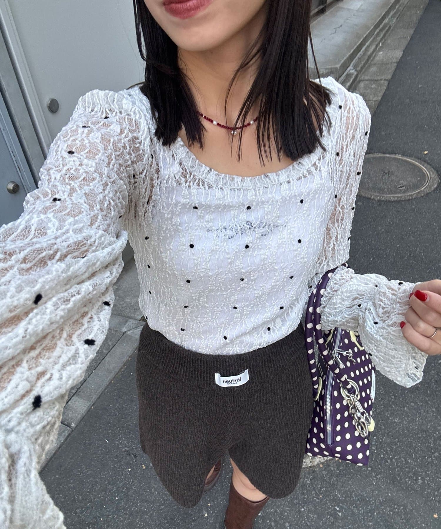 CIAOPANIC(チャオパニック) 【neutral by ciaopanic】レースドットプルオーバー