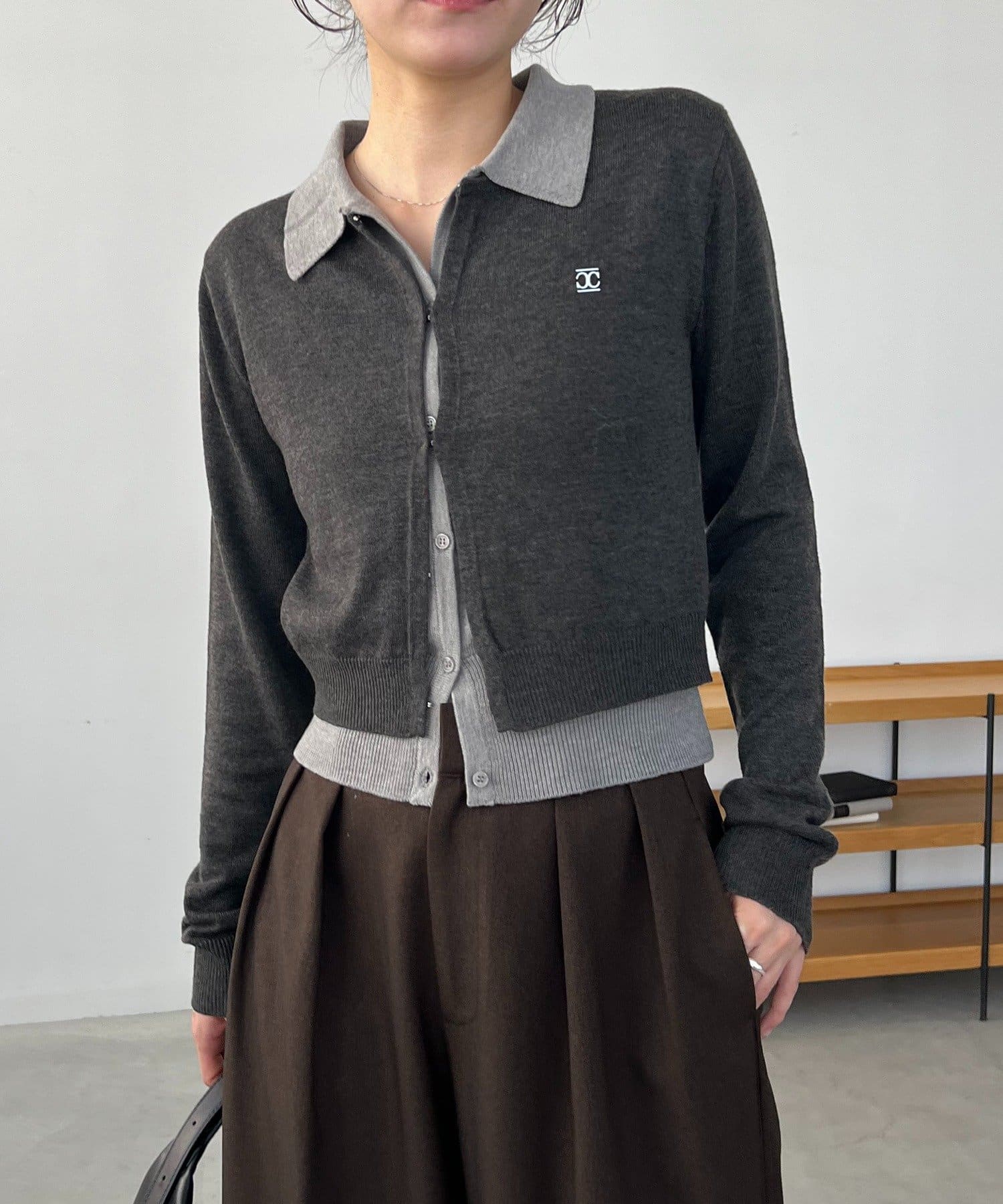 CAPRICIEUX LE'MAGE(カプリシュレマージュ) レイヤードポロニットカーディガン