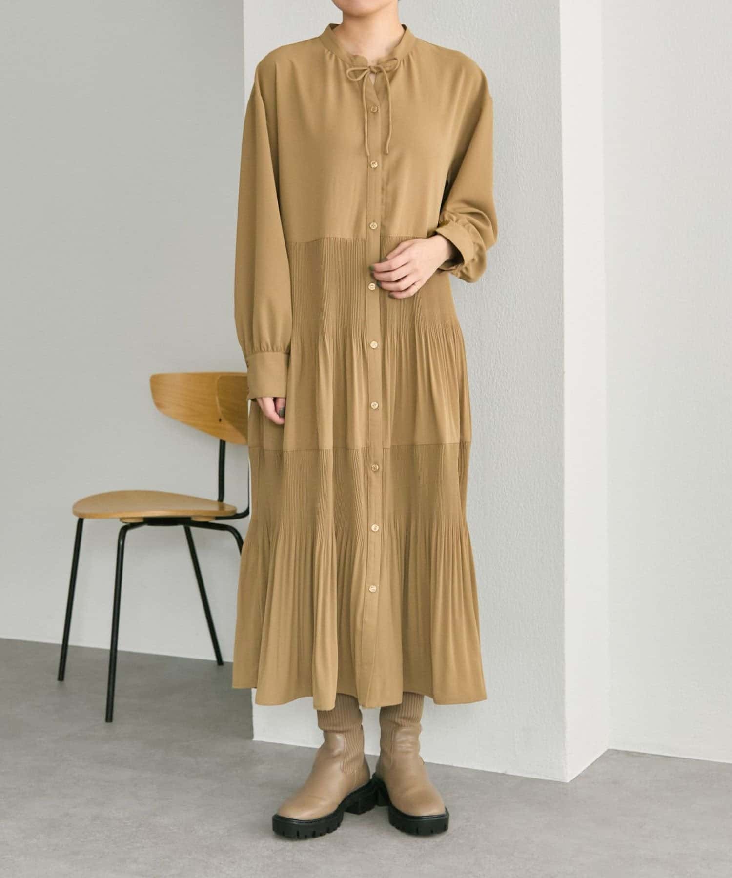 ear PAPILLONNER(イア パピヨネ) 《動画あり》ステッププリーツワンピース【SUM1 STYLE(スミスタイル)】