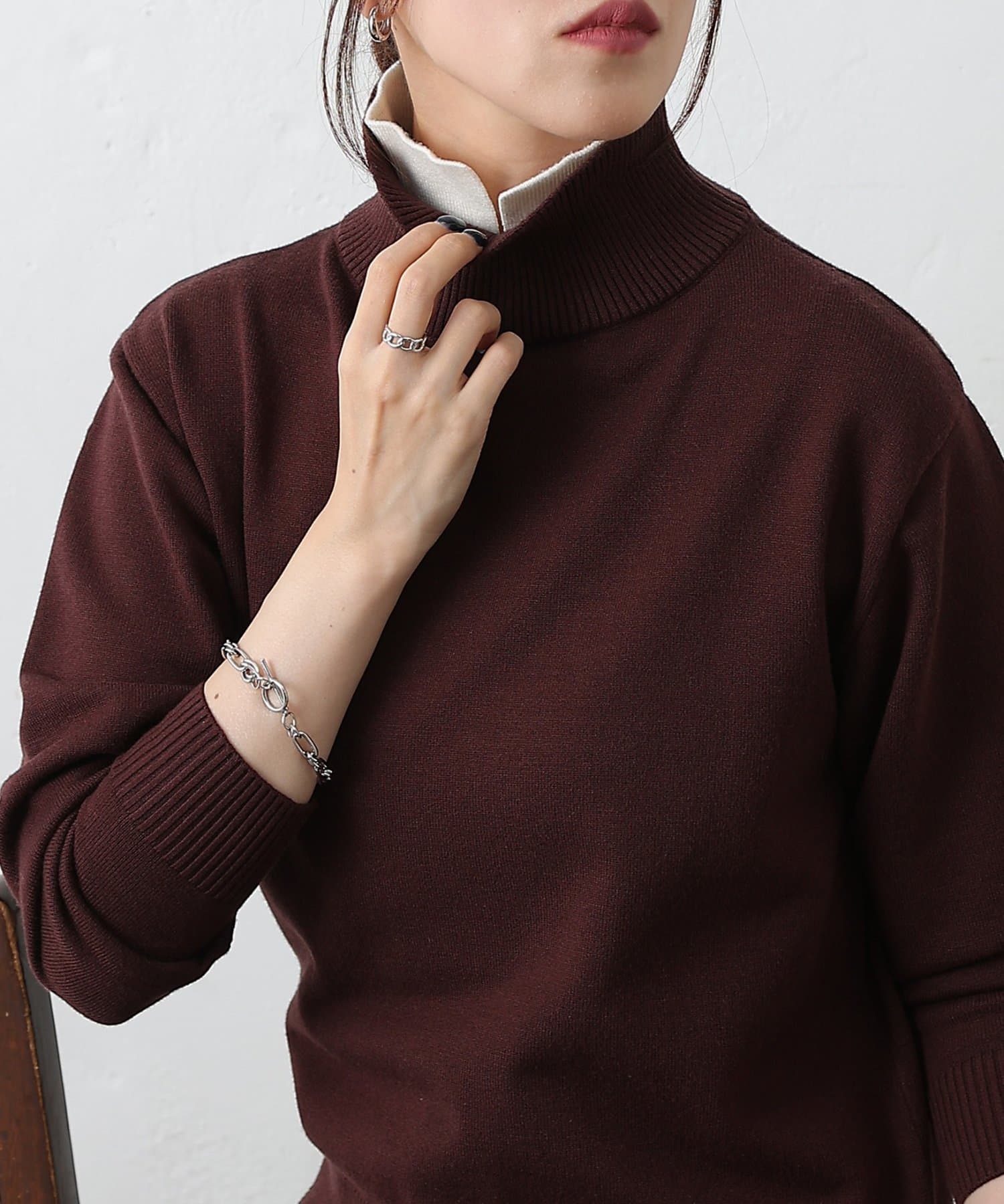 COLONY 2139(コロニー トゥーワンスリーナイン) レイヤードカラーニットプルオーバー