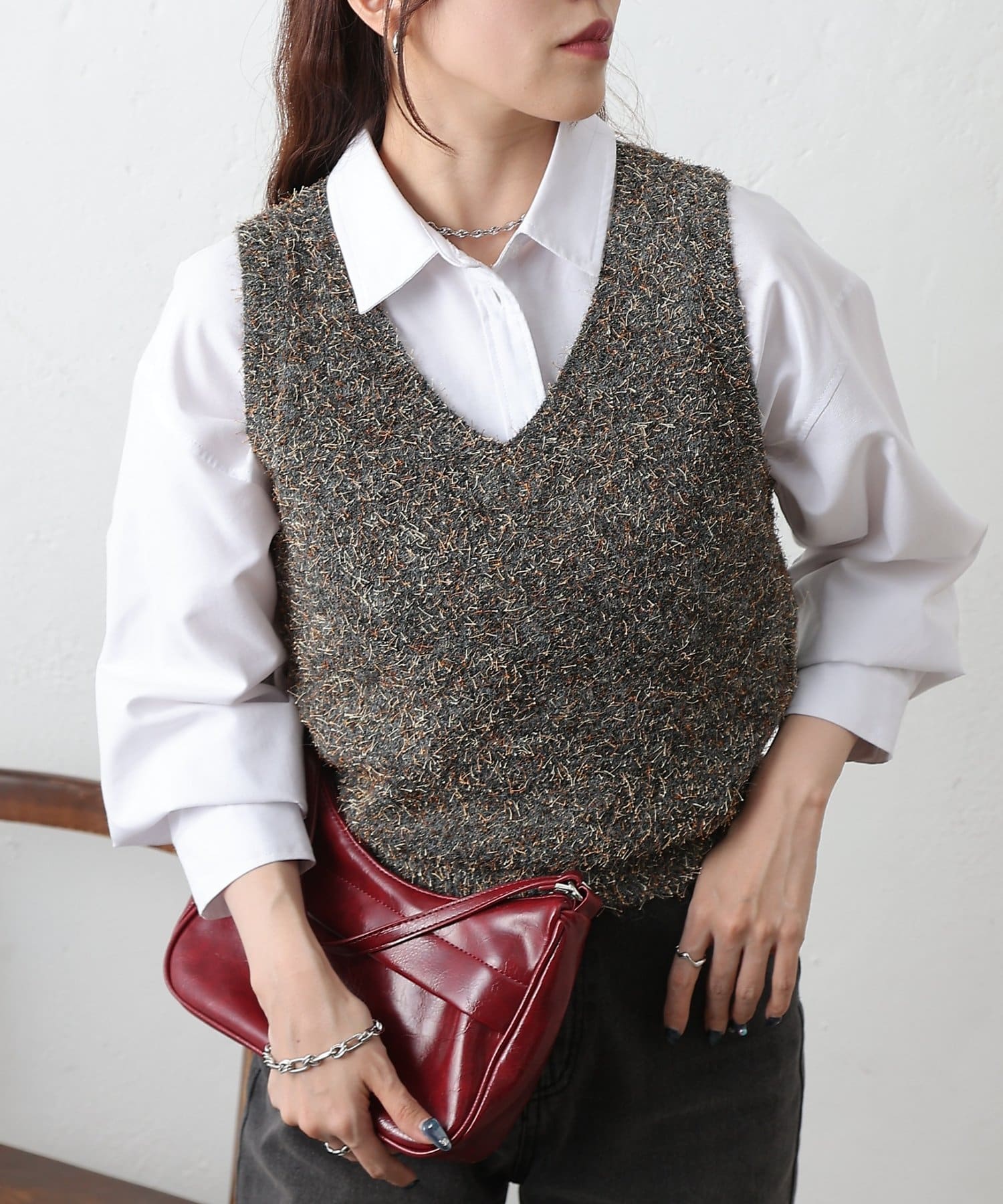 COLONY 2139(コロニー トゥーワンスリーナイン) ミックスヤーンニットベスト