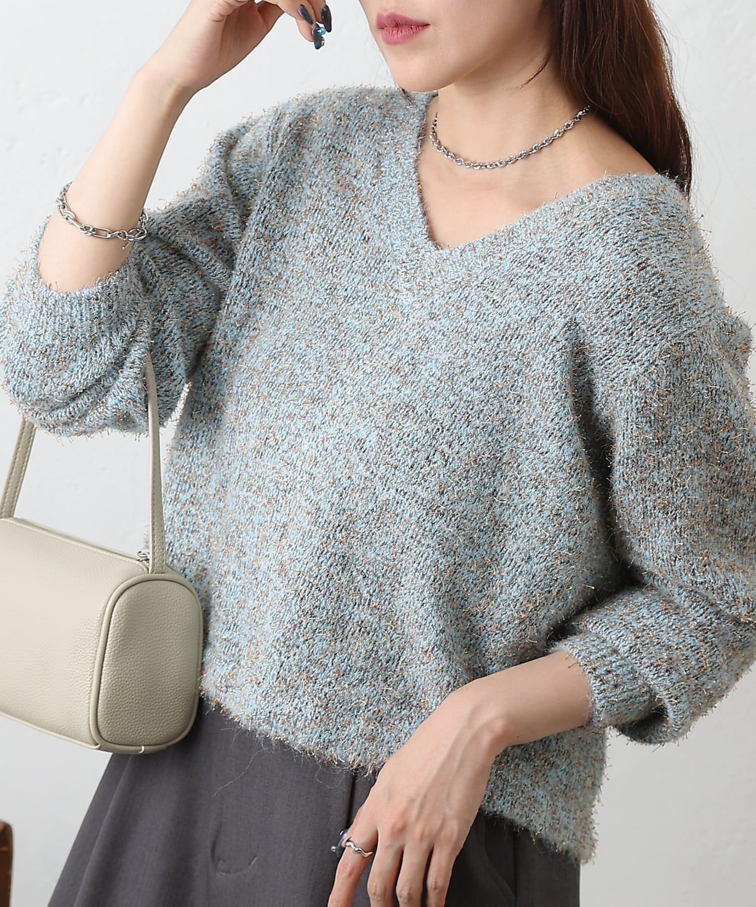 COLONY 2139(コロニー トゥーワンスリーナイン) ミックスヤーン2WAYニットプルオーバー