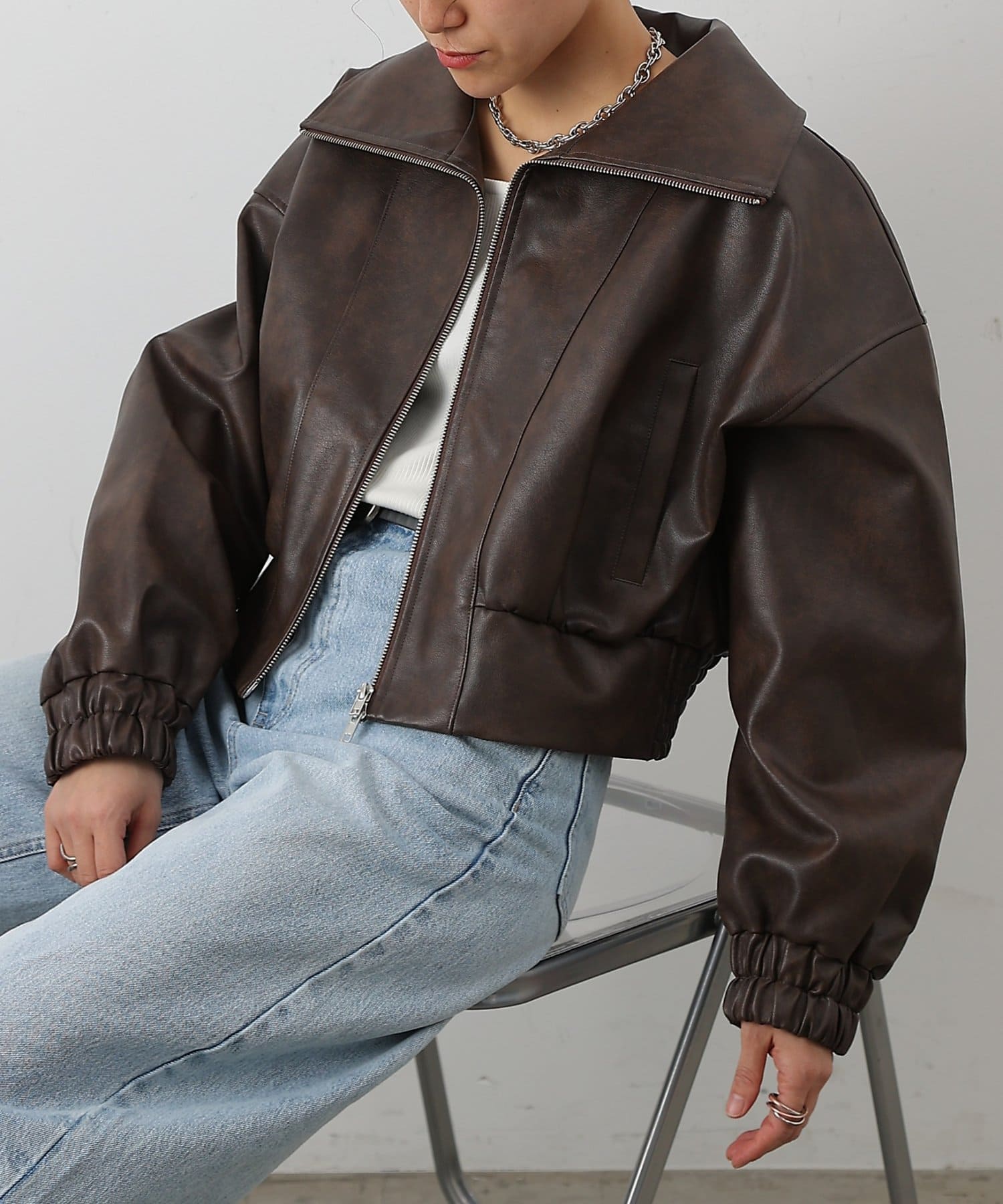 COLONY 2139(コロニー トゥーワンスリーナイン) フェイクレザーWジップショートブルゾン