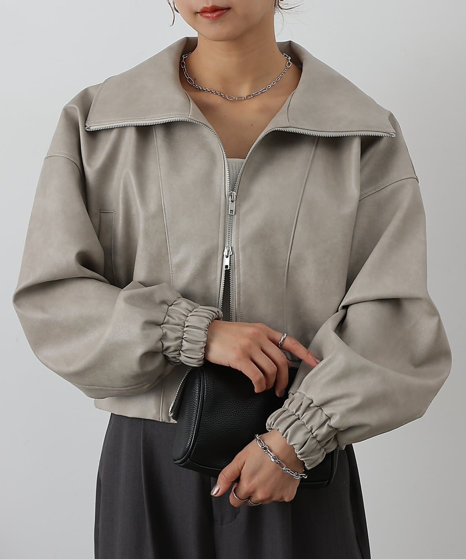 COLONY 2139(コロニー トゥーワンスリーナイン) フェイクレザーWジップショートブルゾン