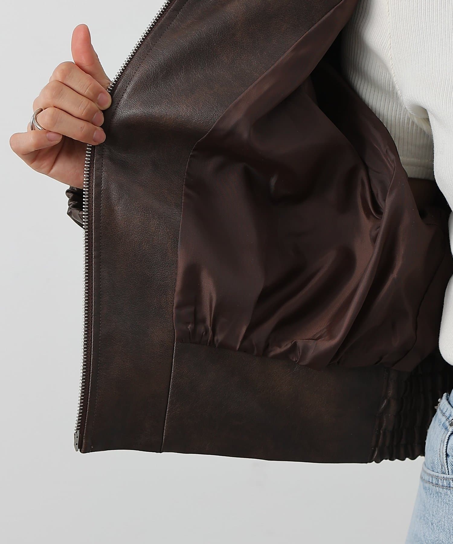 COLONY 2139(コロニー トゥーワンスリーナイン) フェイクレザーWジップショートブルゾン