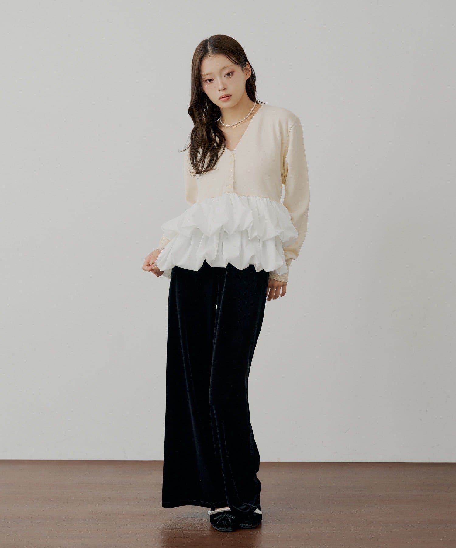 Chico(チコ) 【SALON by Chico】金釦ベロアスラックスパンツ